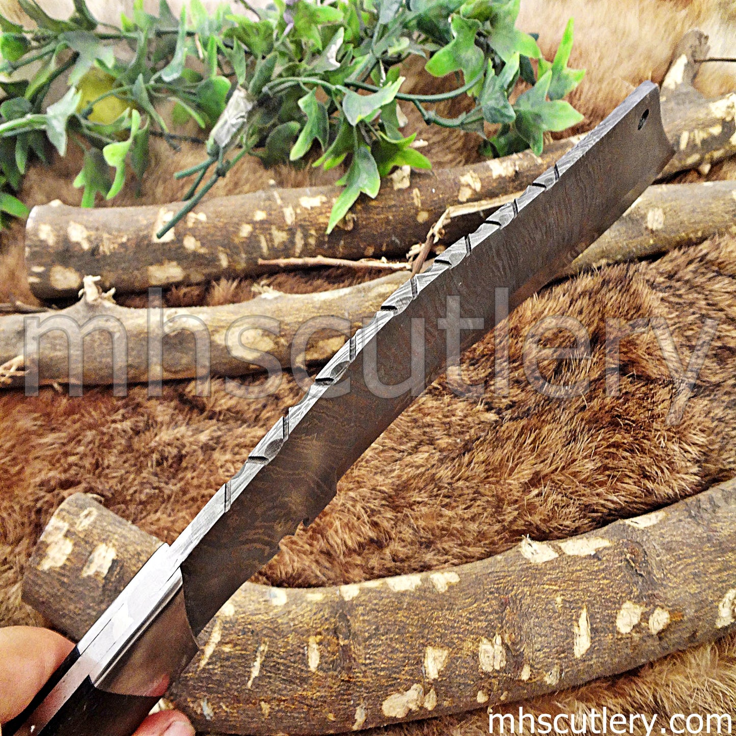 Damascus Steel Kukri Machete Knife / Bull Horn Handle | mhscutlery