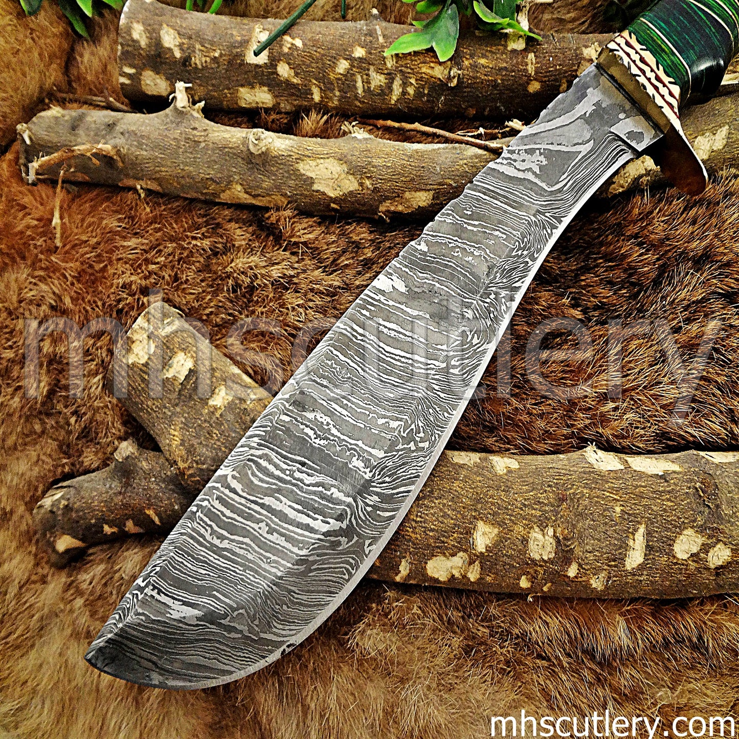Handmade Damascus Steel Hunter Kukri Knife | mhscutlery