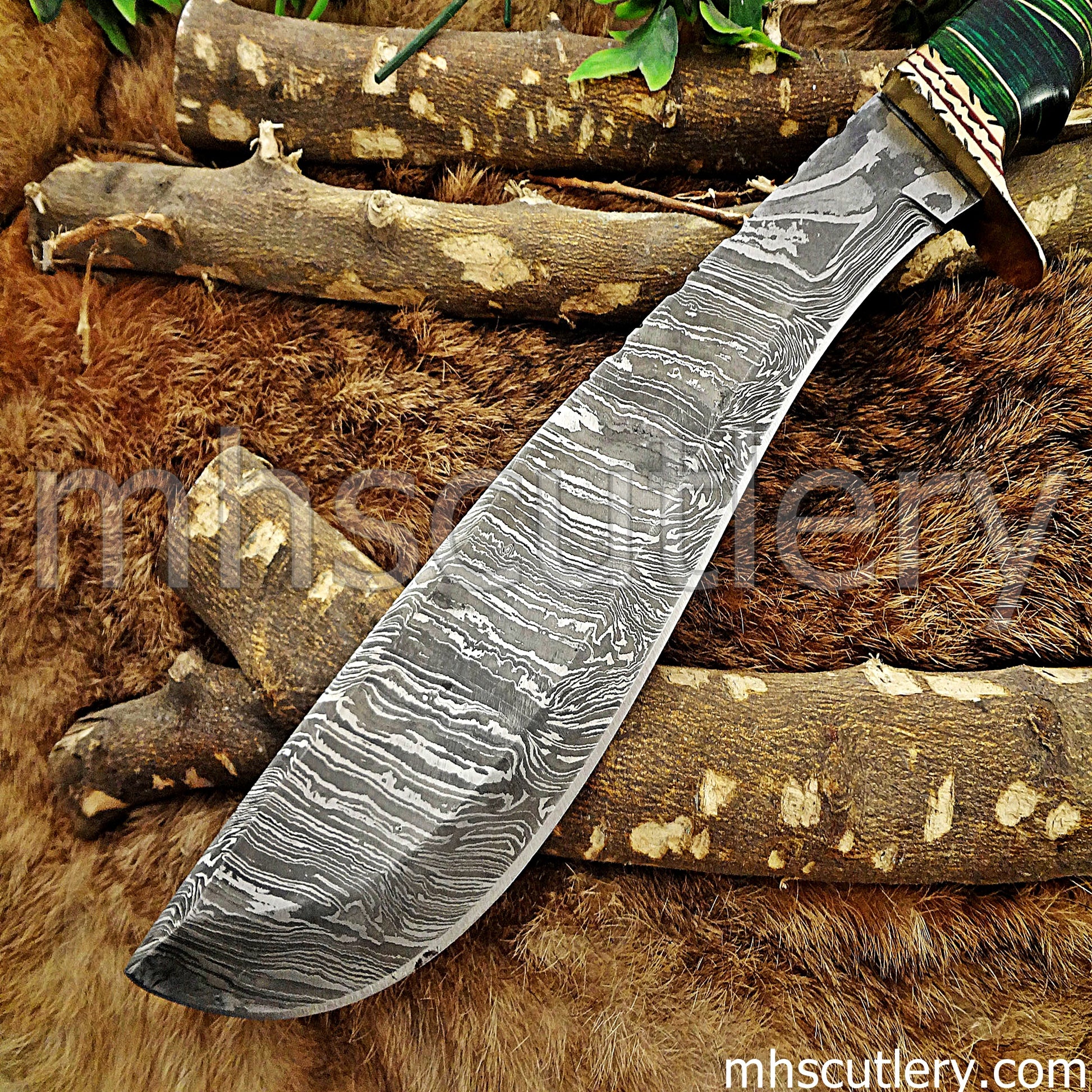 Handmade Damascus Steel Hunter Kukri Knife | mhscutlery