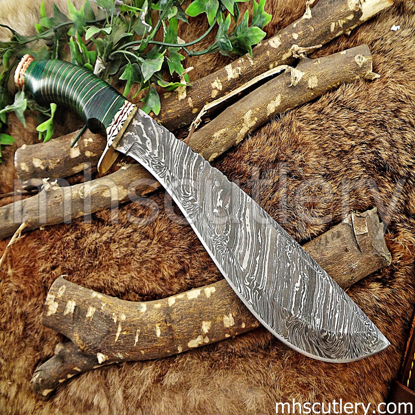 Handmade Damascus Steel Hunter Kukri Knife | mhscutlery