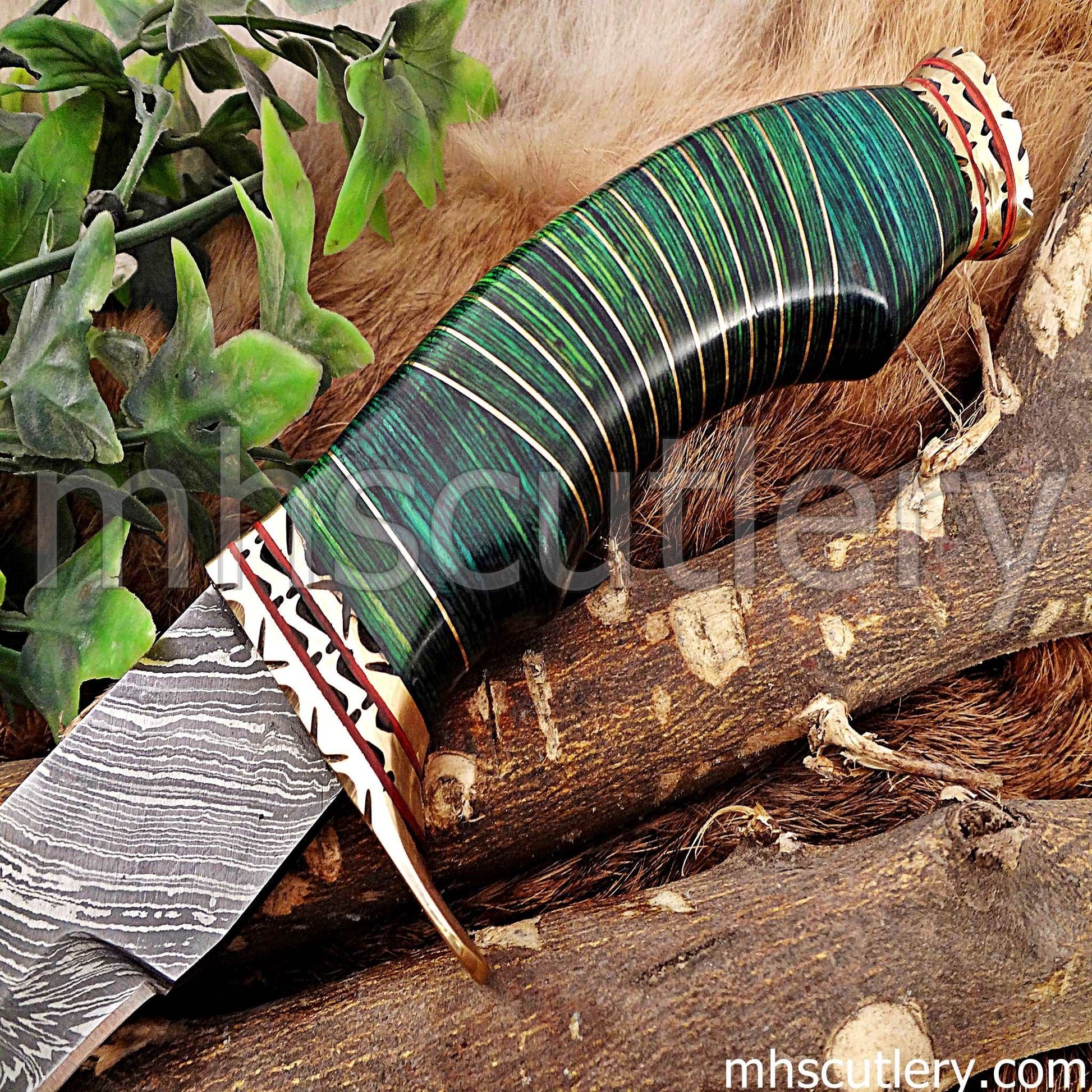 Custom Hand Forged Damascus Steel Bushcraft Kukri Knife | mhscutlery