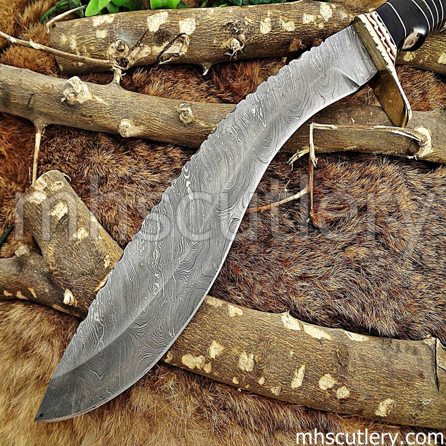 Custom Hand Forged Damascus Steel Survival Kukri | mhscutlery