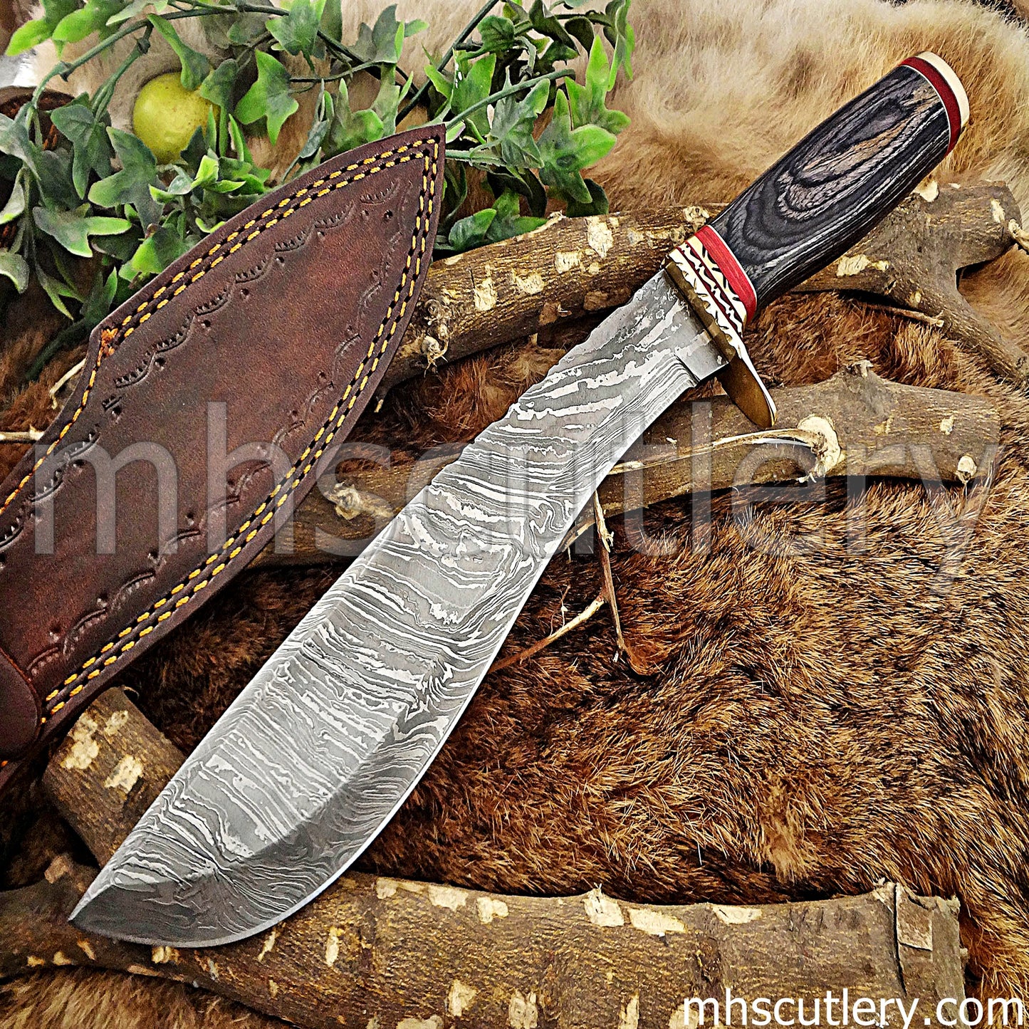 Custom Handmade Damascus Steel Tactical Machete | mhscutlery