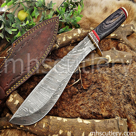 Custom Handmade Damascus Steel Tactical Machete | mhscutlery