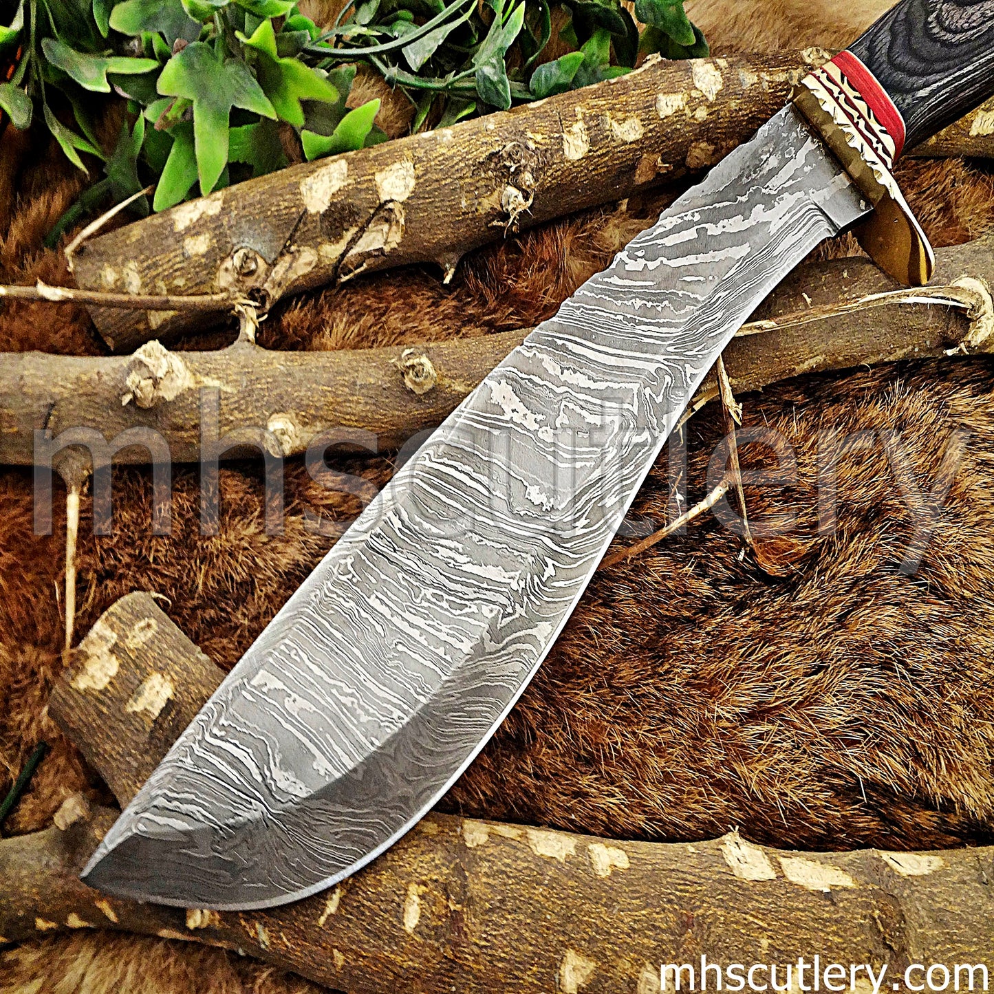 Custom Handmade Damascus Steel Tactical Machete | mhscutlery