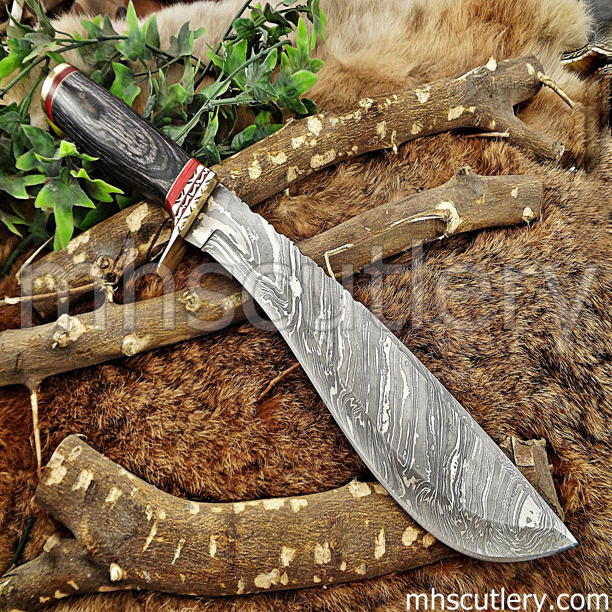 Custom Handmade Damascus Steel Tactical Machete | mhscutlery