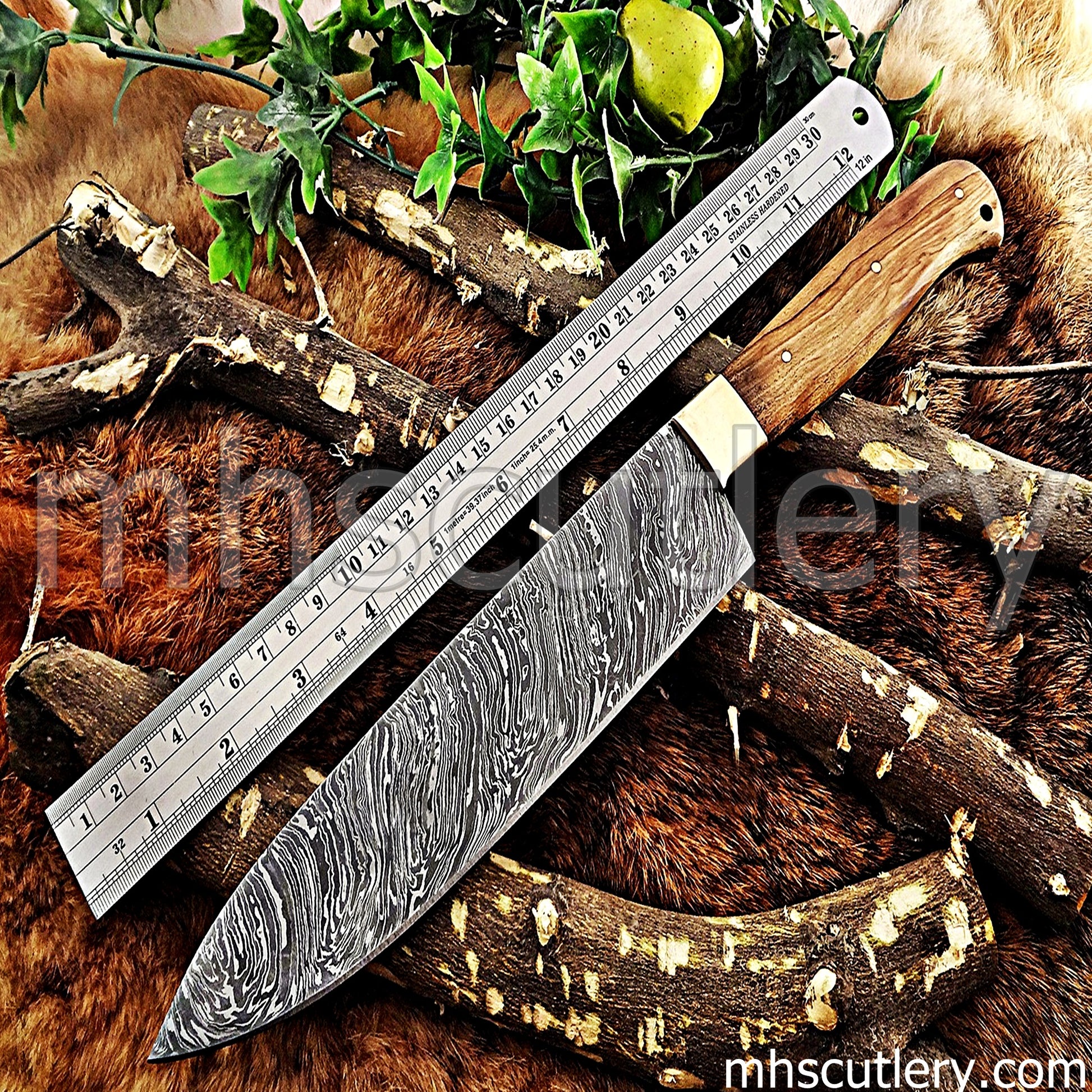 Handmade Damascus Steel Kitchen Knife / Koa Handle | mhscutlery