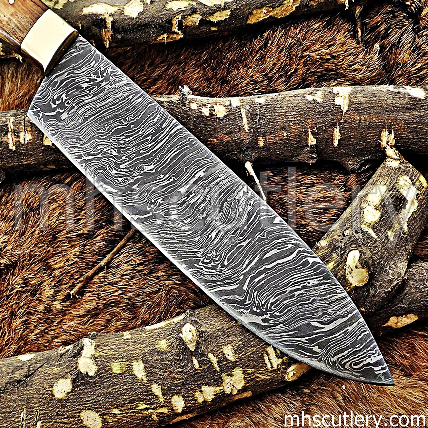 Handmade Damascus Steel Kitchen Knife / Koa Handle | mhscutlery