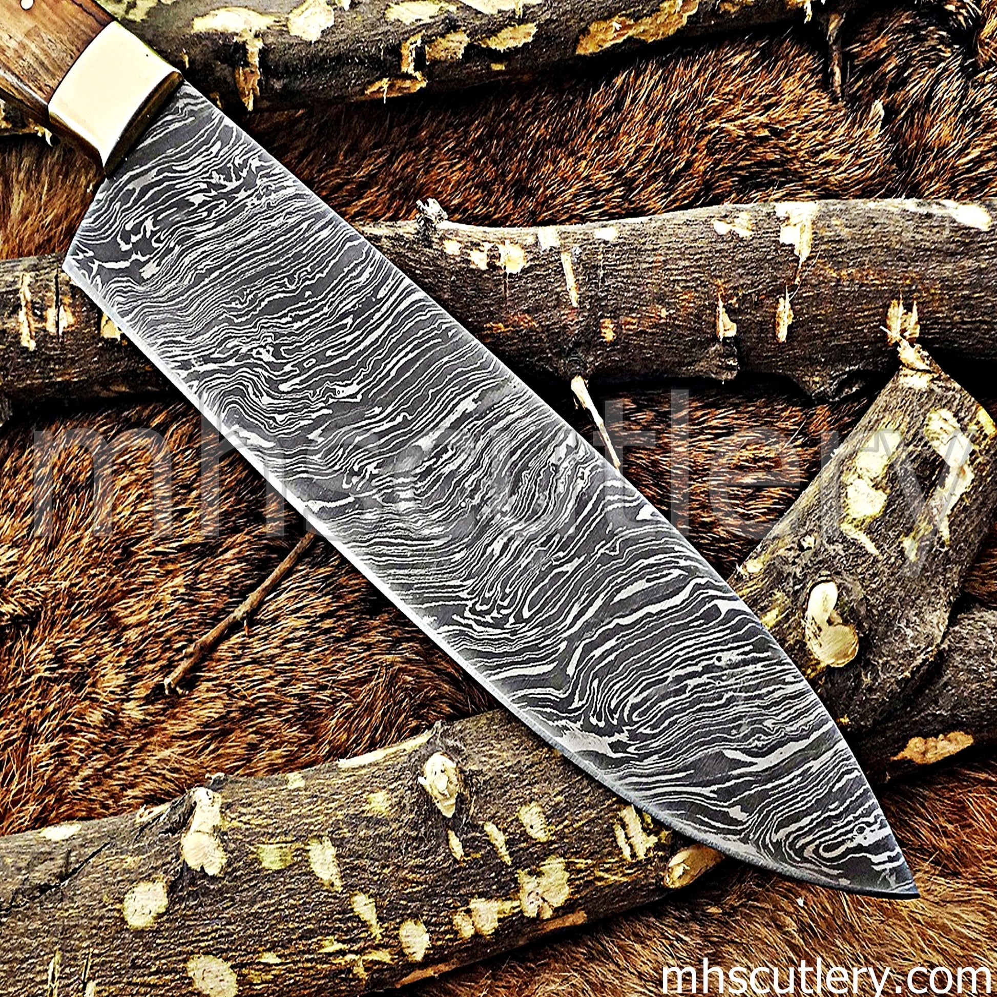 Handmade Damascus Steel Kitchen Knife / Koa Handle | mhscutlery
