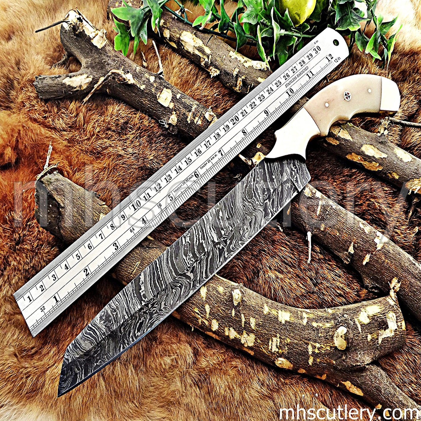 Hand Forged Damascus Steel Bread Knife | mhscutlery
