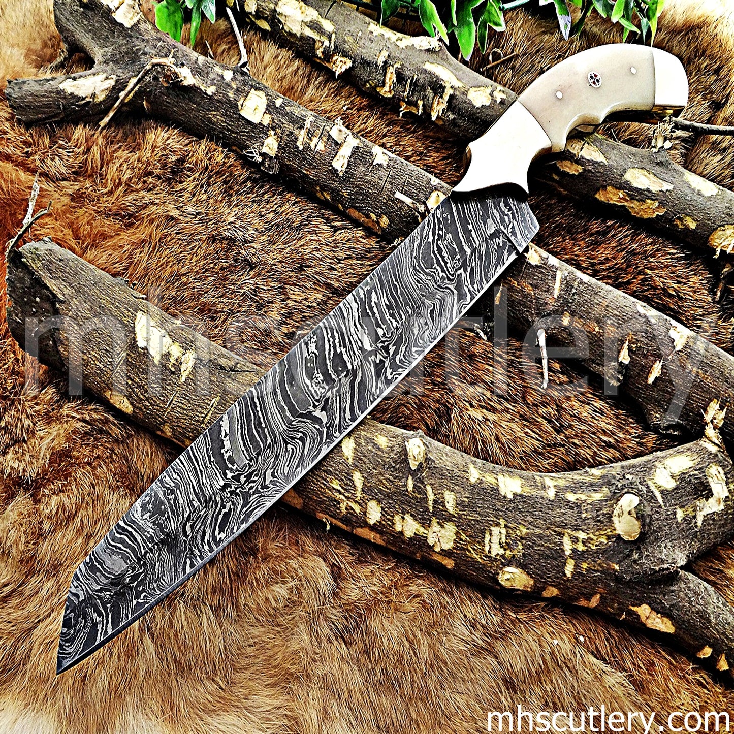 Hand Forged Damascus Steel Bread Knife | mhscutlery