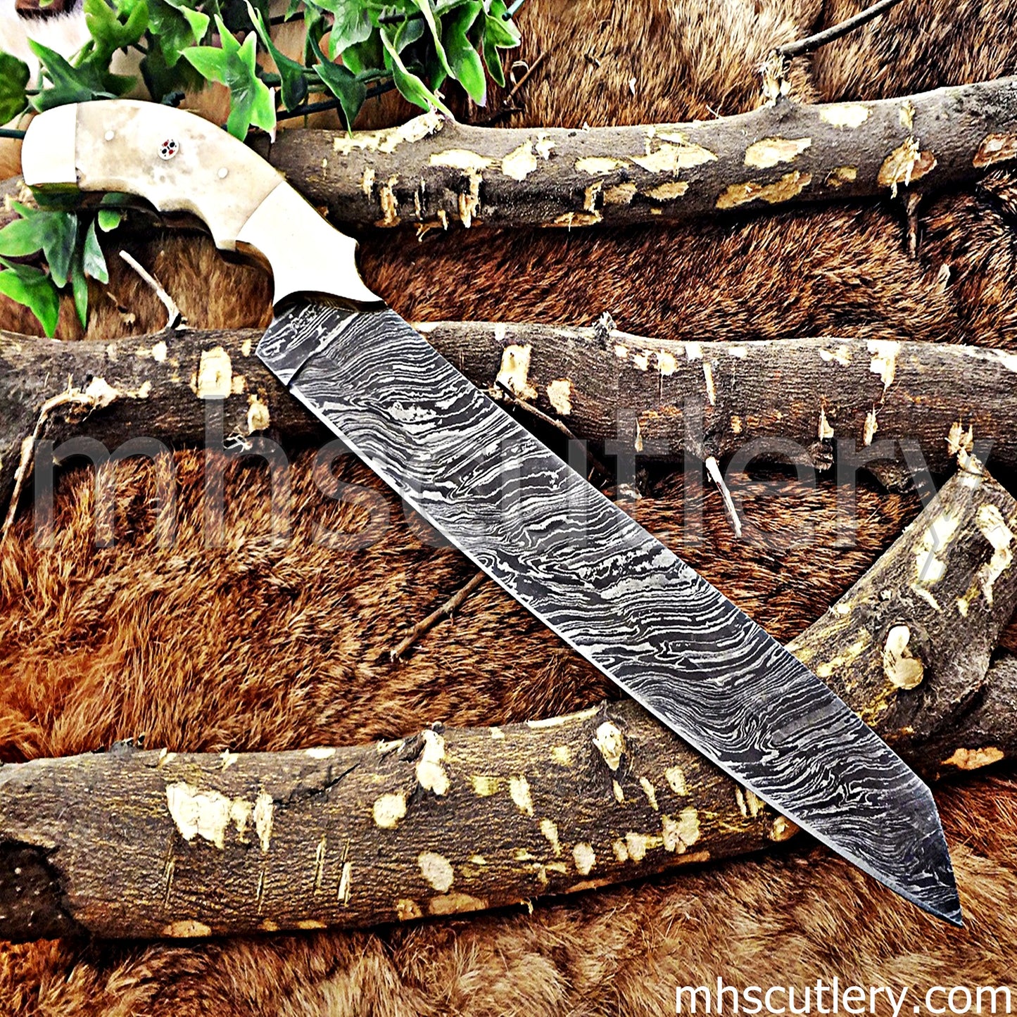 Hand Forged Damascus Steel Bread Knife | mhscutlery