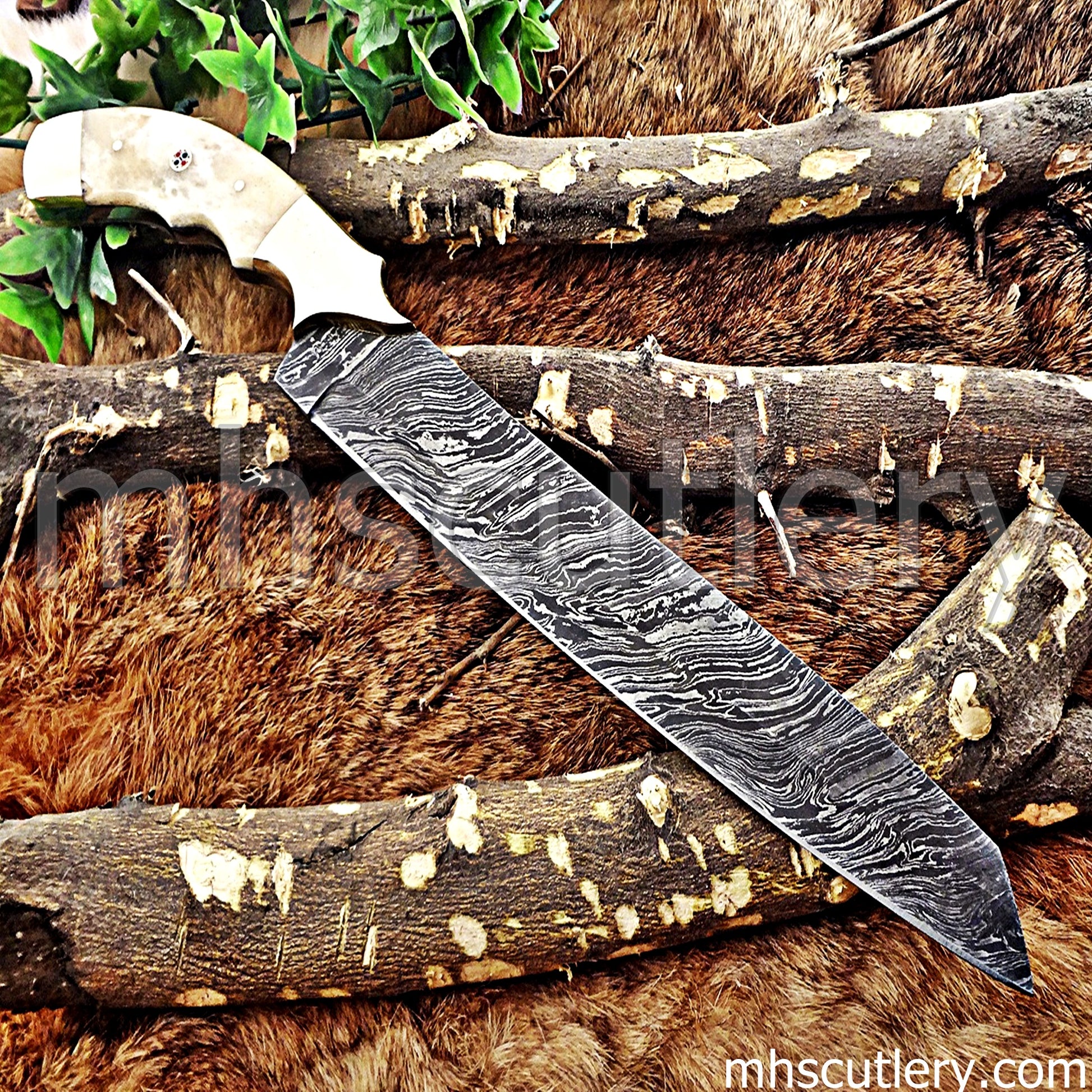 Hand Forged Damascus Steel Bread Knife | mhscutlery