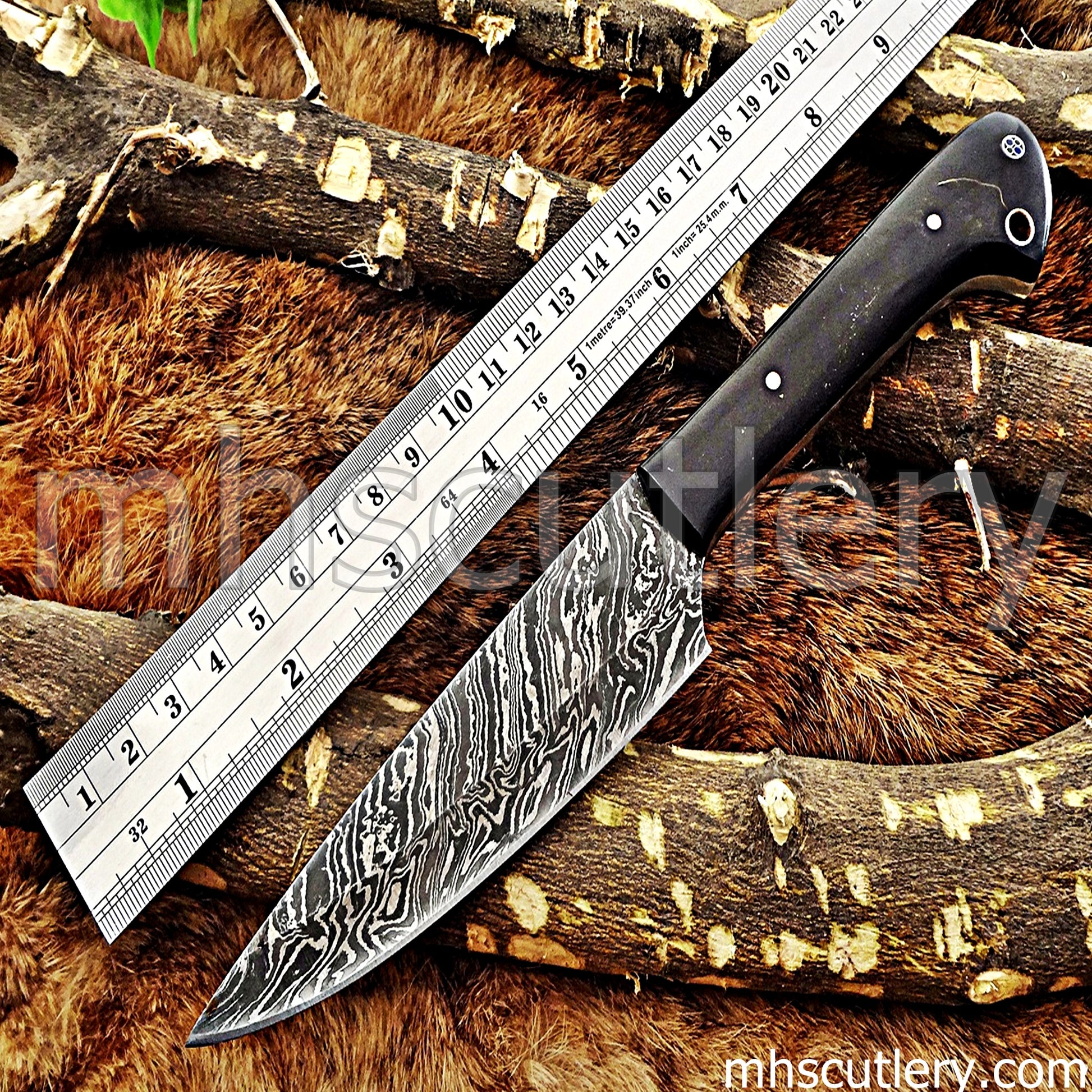 Custom Handmade Damascus Steel Chef's Knife | mhscutlery