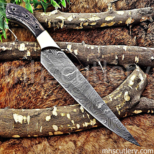 Custom Hand Forged Damascus Steel Kitchen Chef Knife | mhscutlery