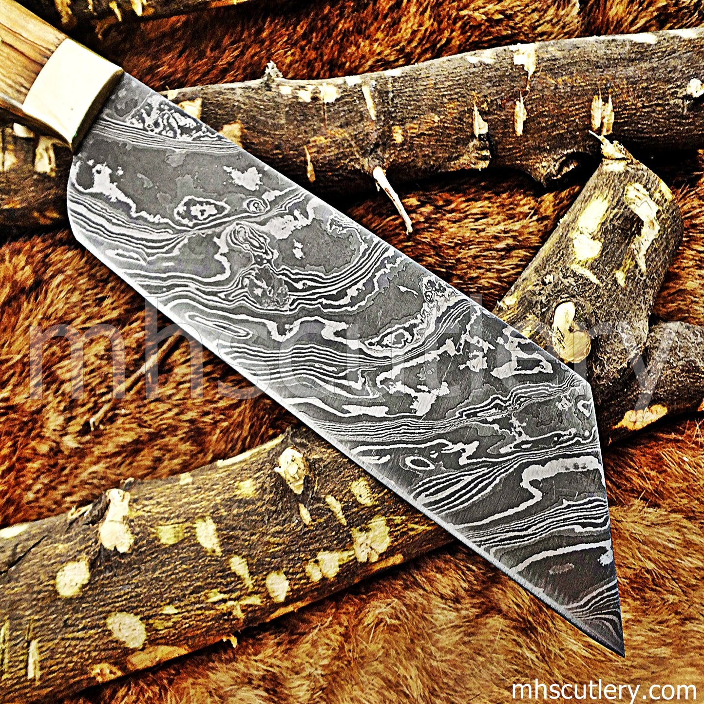 Handmade Damascus Steel Vegetable Cleaver | mhscutlery