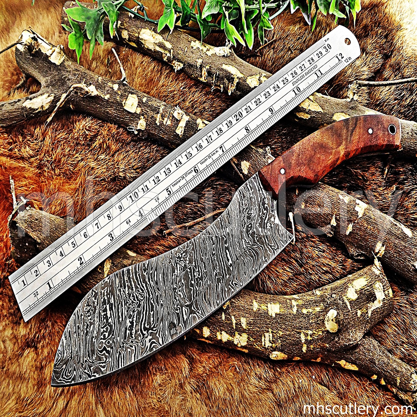 Hand Forged Damascus Steel Chef Cleaver | mhscutlery