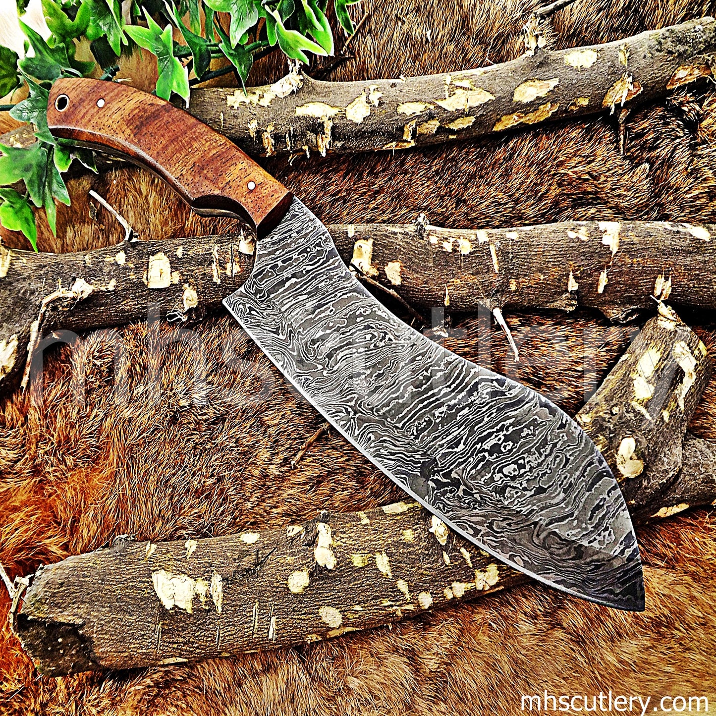Hand Forged Damascus Steel Chef Cleaver | mhscutlery