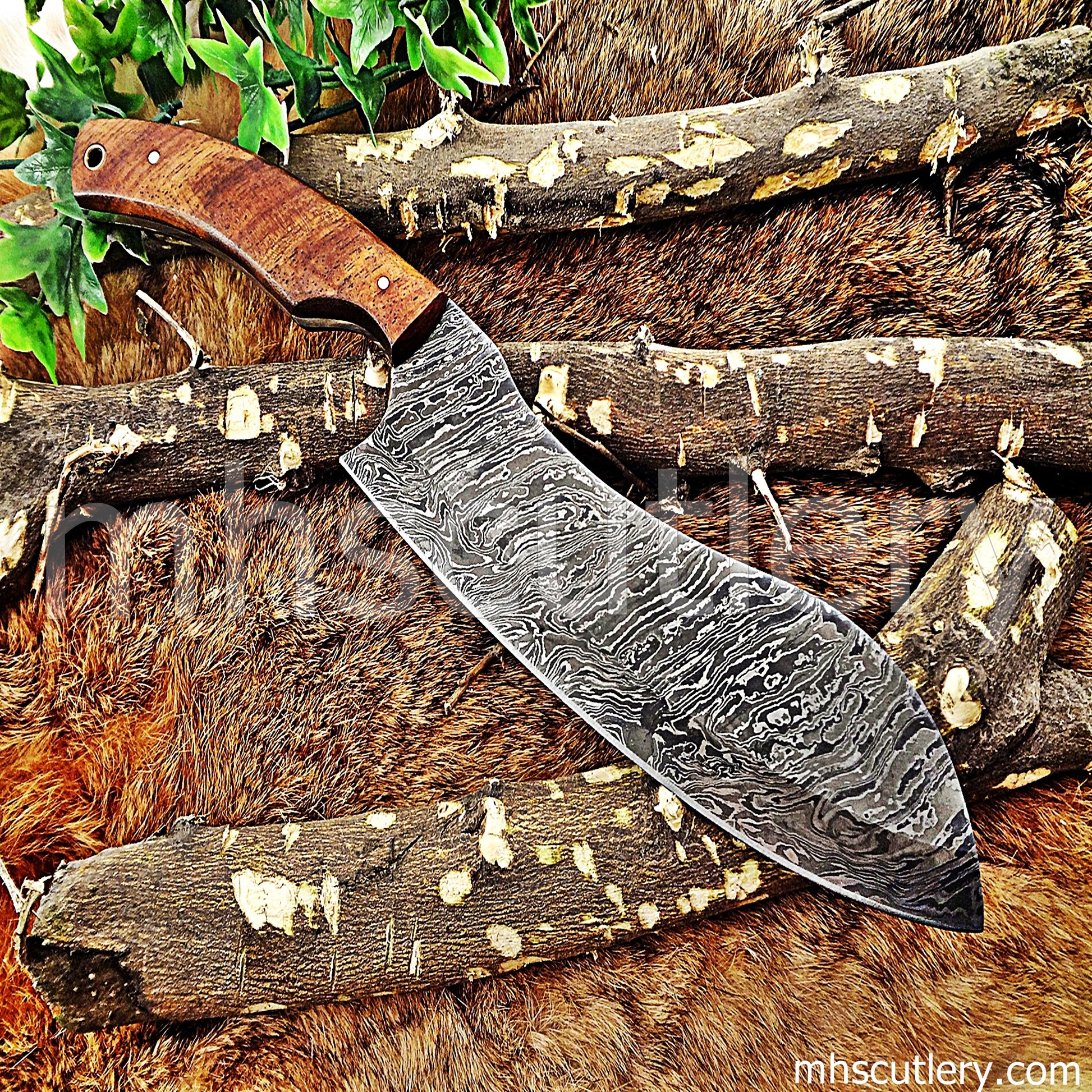 Hand Forged Damascus Steel Chef Cleaver | mhscutlery