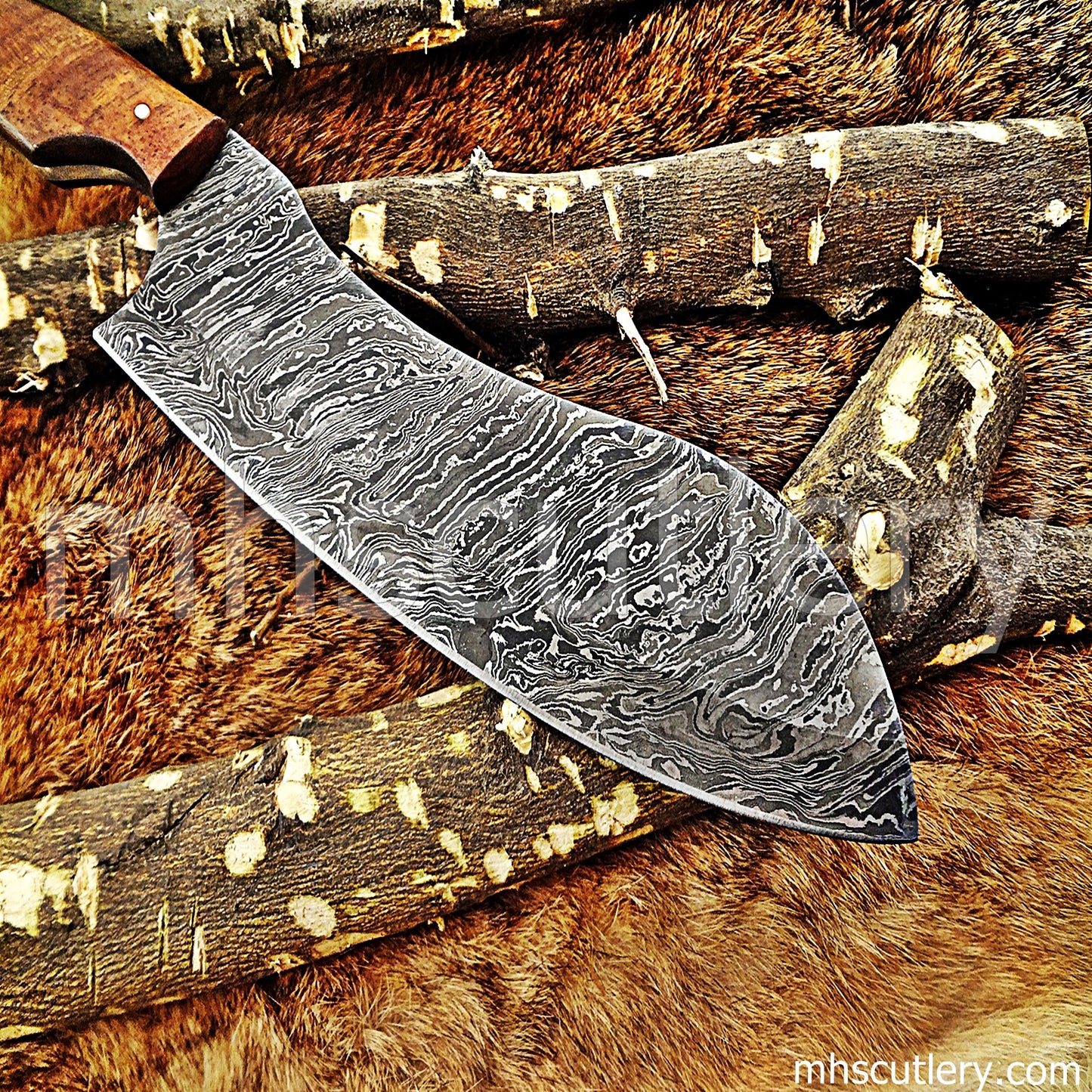 Hand Forged Damascus Steel Chef Cleaver | mhscutlery