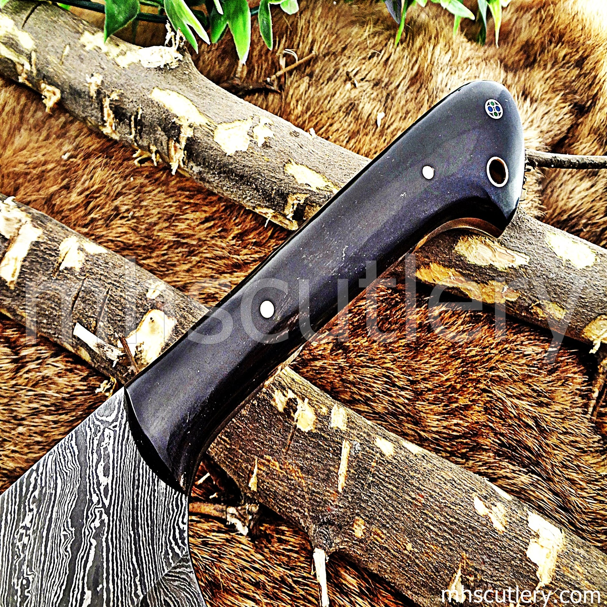 Custom Handmade Damascus Steel Meat Cleaver | mhscutlery