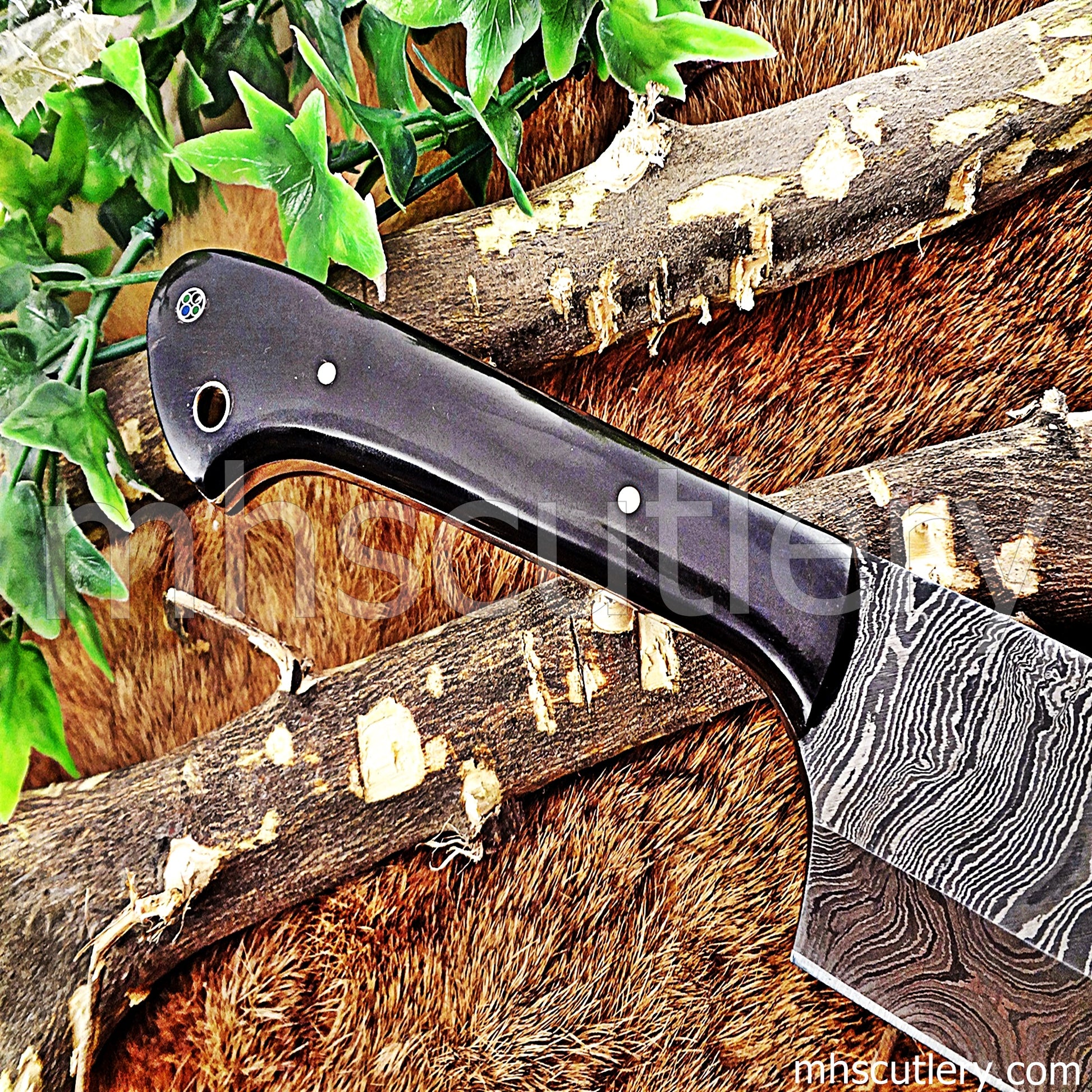 Custom Handmade Damascus Steel Meat Cleaver | mhscutlery