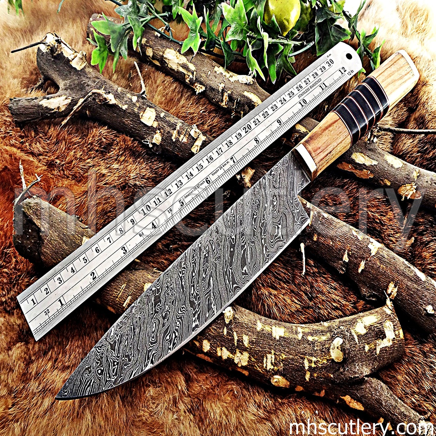 Damascus Steel Japanese Kitchen Knife | mhscutlery
