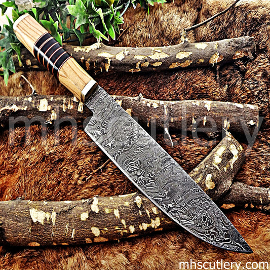 Damascus Steel Japanese Kitchen Knife | mhscutlery