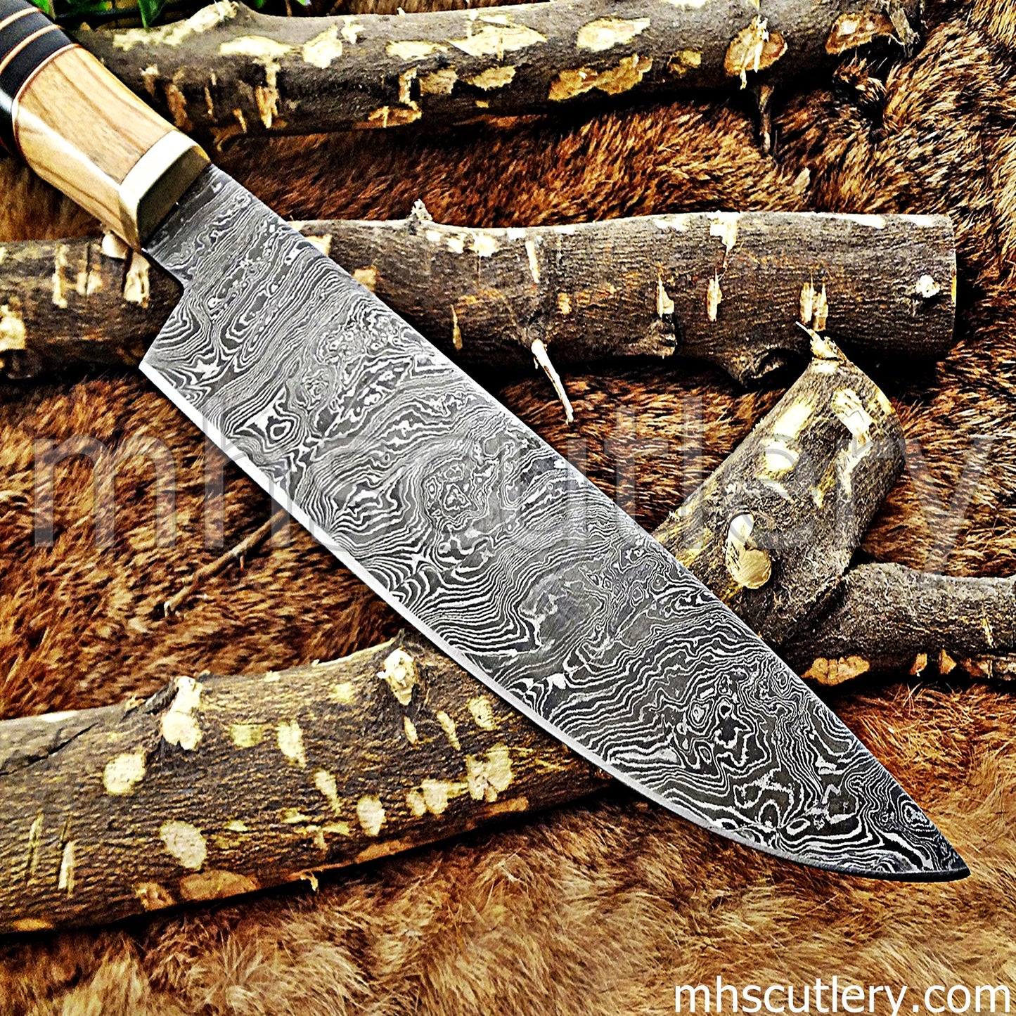 Damascus Steel Japanese Kitchen Knife | mhscutlery