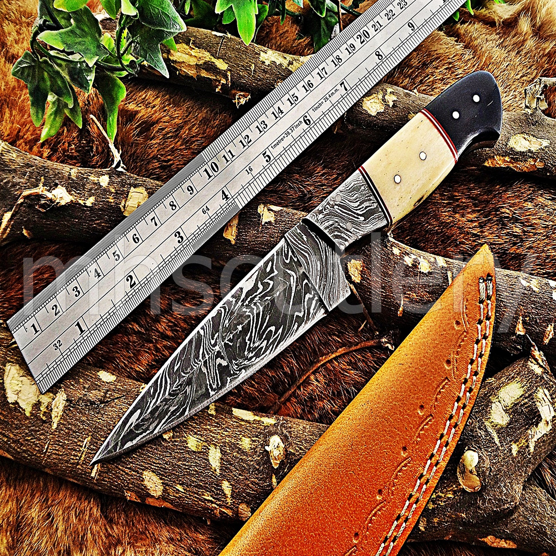 Damascus Steel Fixed Blade Hunting Skinner Knife | mhscutlery