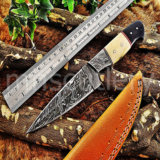 Damascus Steel Fixed Blade Hunting Skinner Knife | mhscutlery