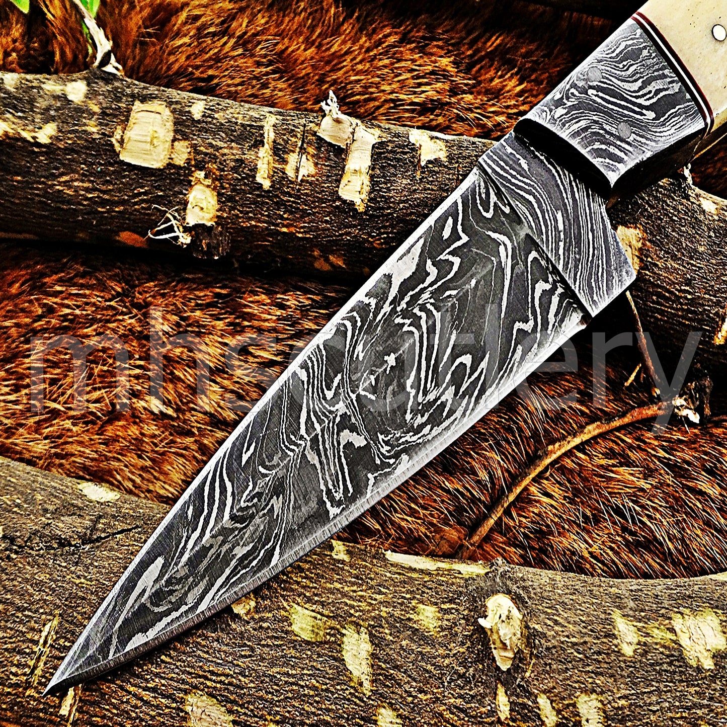 Damascus Steel Fixed Blade Hunting Skinner Knife | mhscutlery