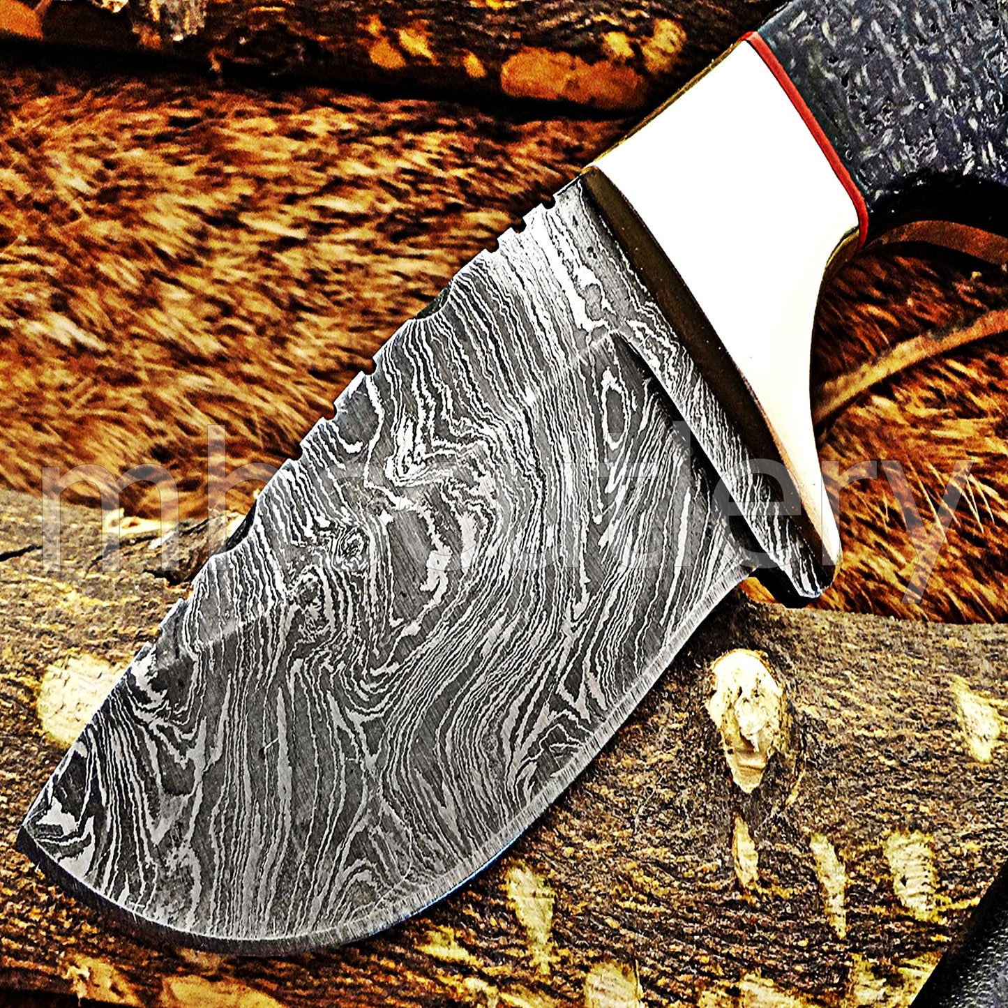 Custom Made Damascus Steel Mini Hunter Skinning Knife / Micarta Handle | mhscutlery