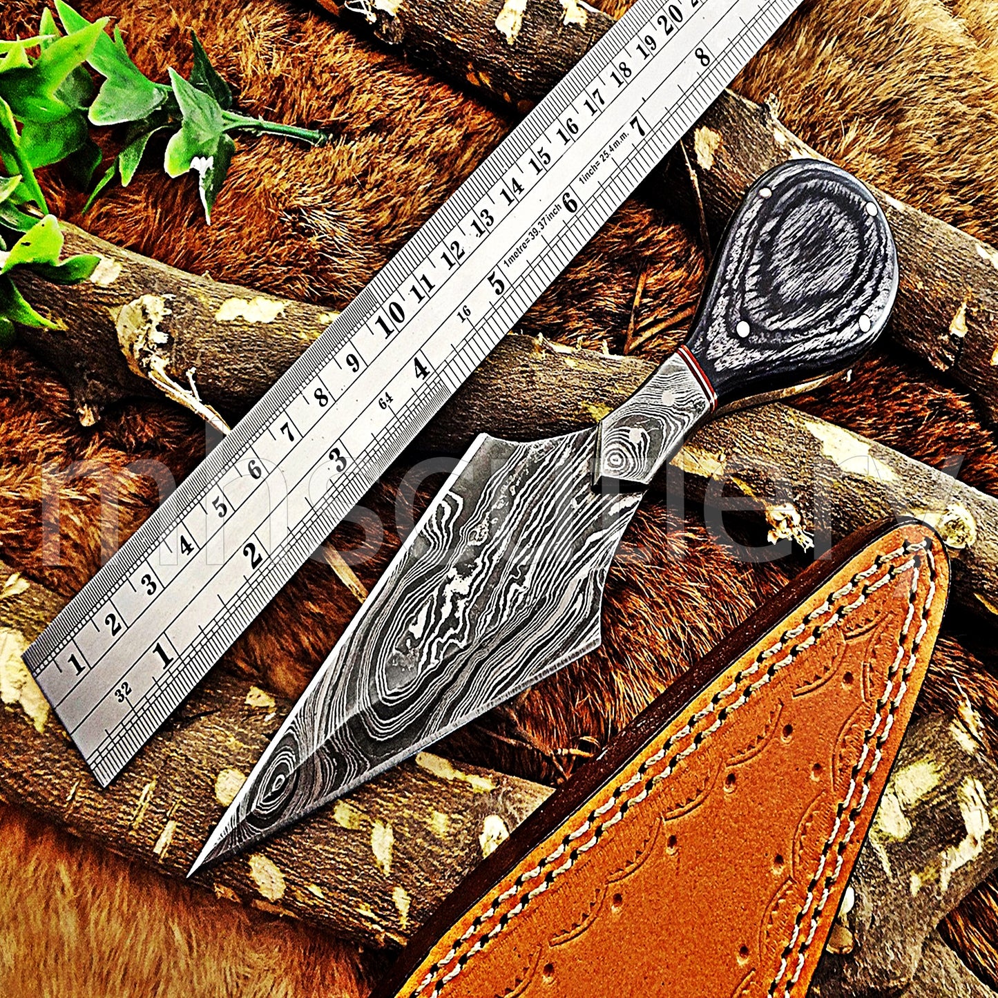 Handmade Damascus Steel Tactical Push Dagger With Pakka Wood Handle | mhscutlery