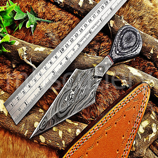 Handmade Damascus Steel Tactical Push Dagger With Pakka Wood Handle | mhscutlery