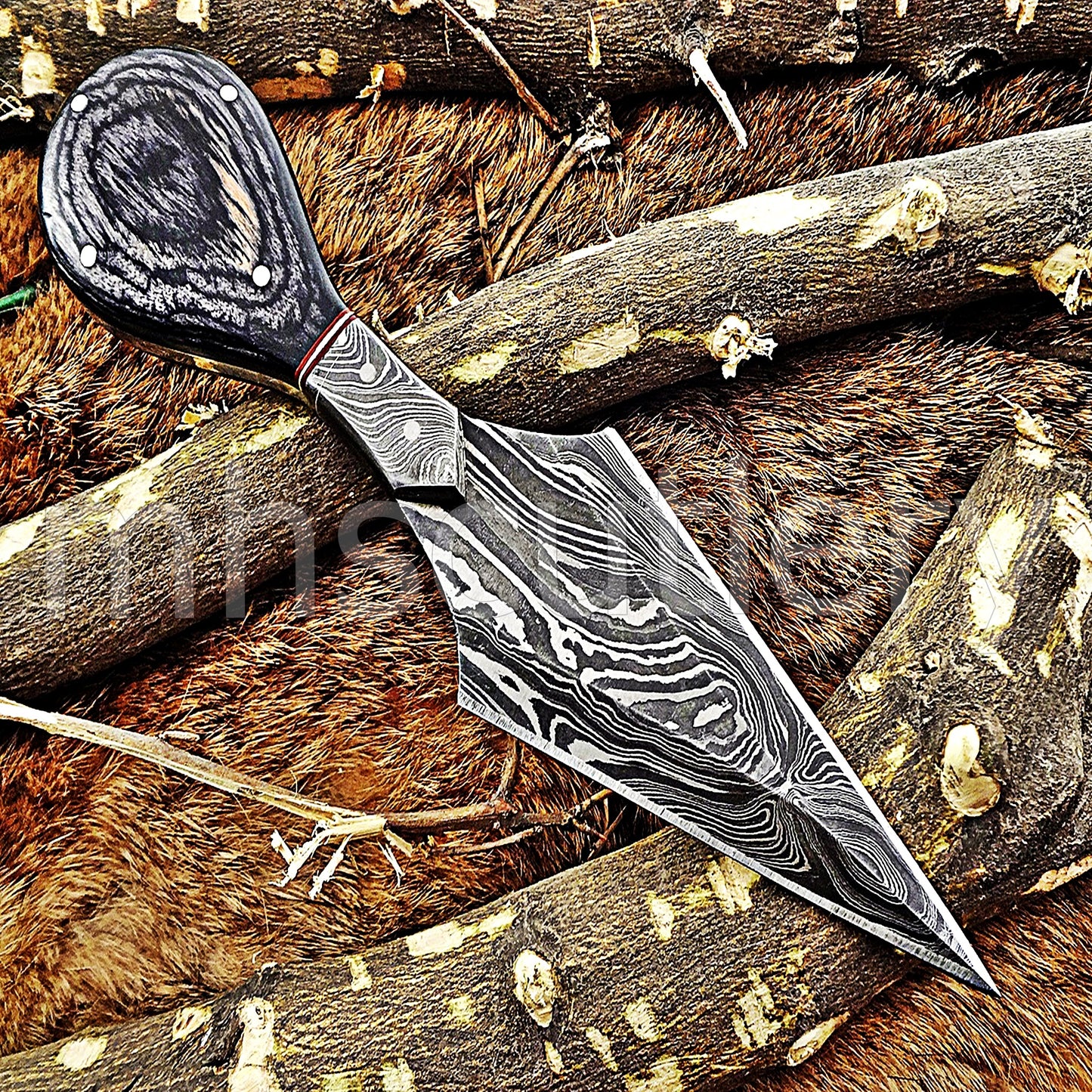 Handmade Damascus Steel Tactical Push Dagger With Pakka Wood Handle | mhscutlery