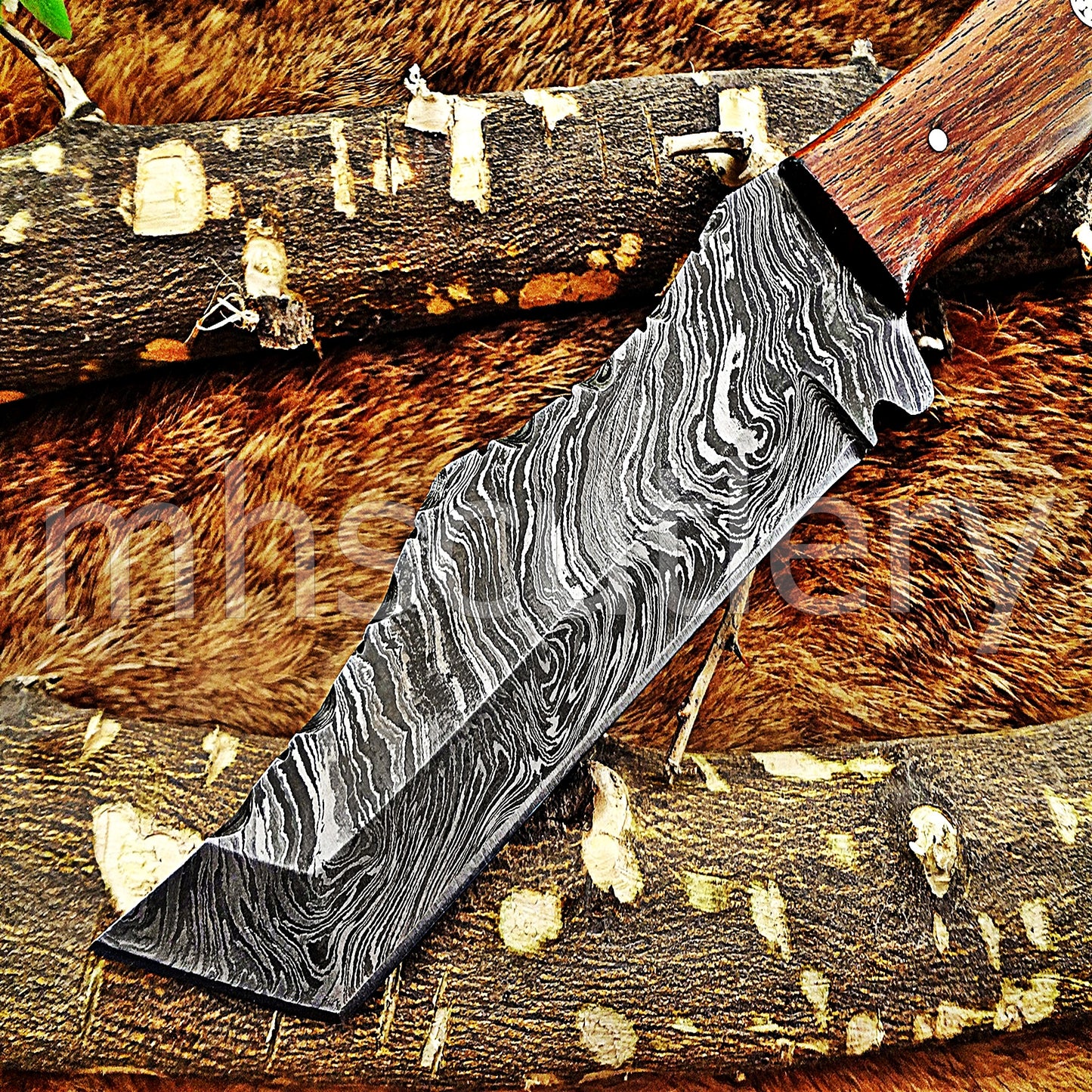 Hand Forged Tactical Tanto Damascus Steel Skinner Hunting Knife | mhscutlery
