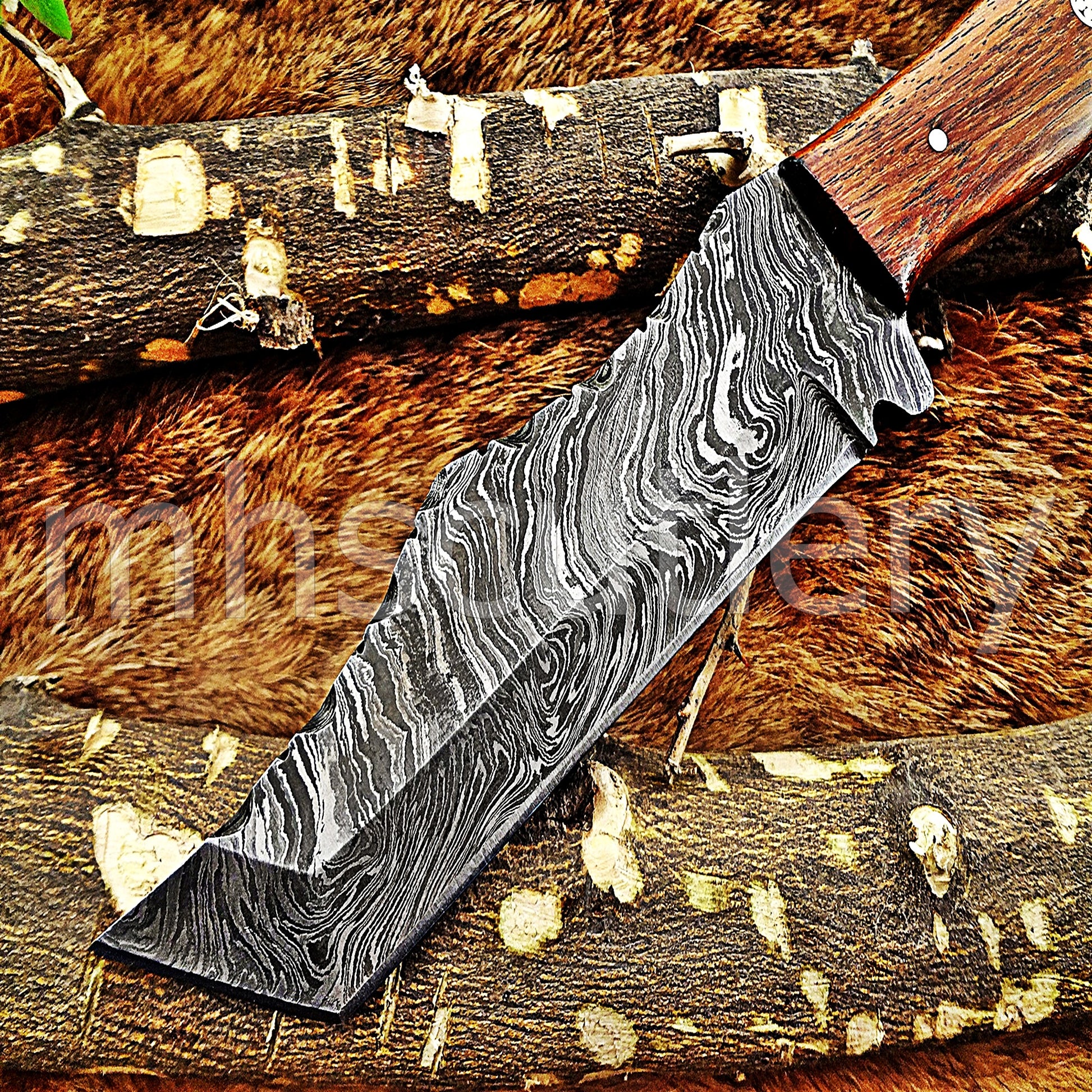 Hand Forged Tactical Tanto Damascus Steel Skinner Hunting Knife | mhscutlery