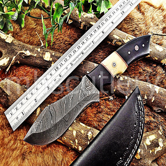 Custom Made Damascus Steel Tactical Hunter Skinning Knife | mhscutlery