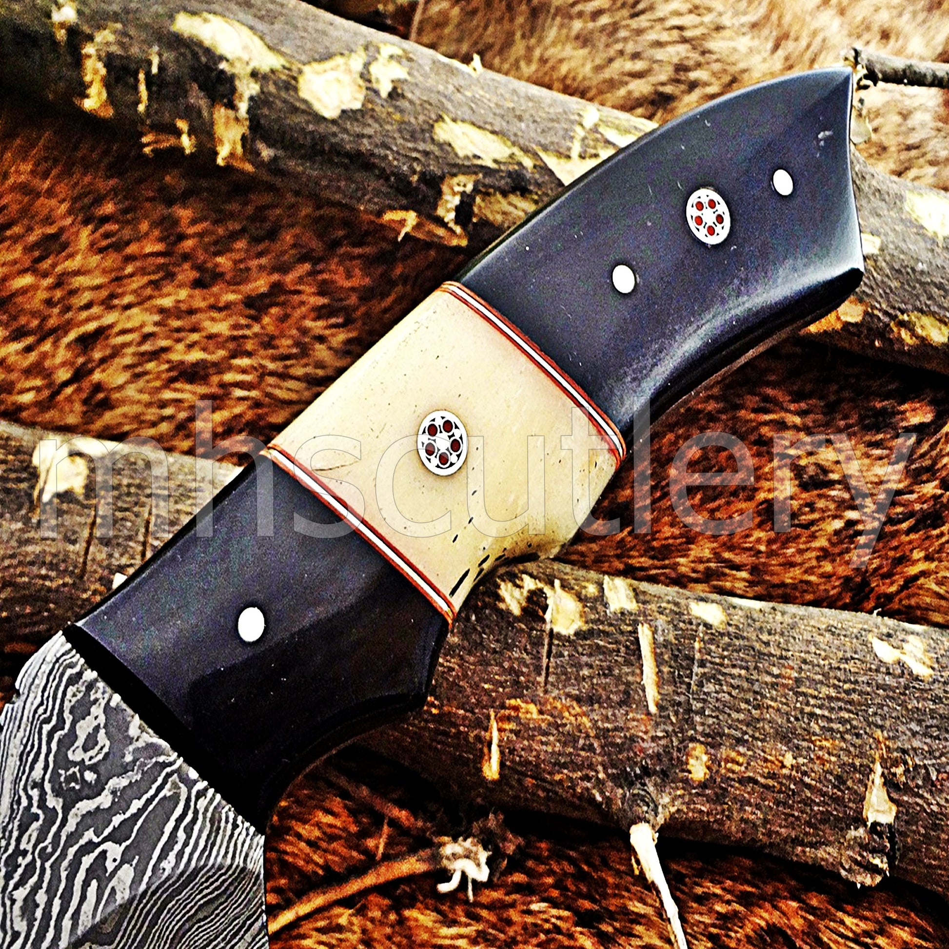 Custom Made Damascus Steel Tactical Hunter Skinning Knife | mhscutlery