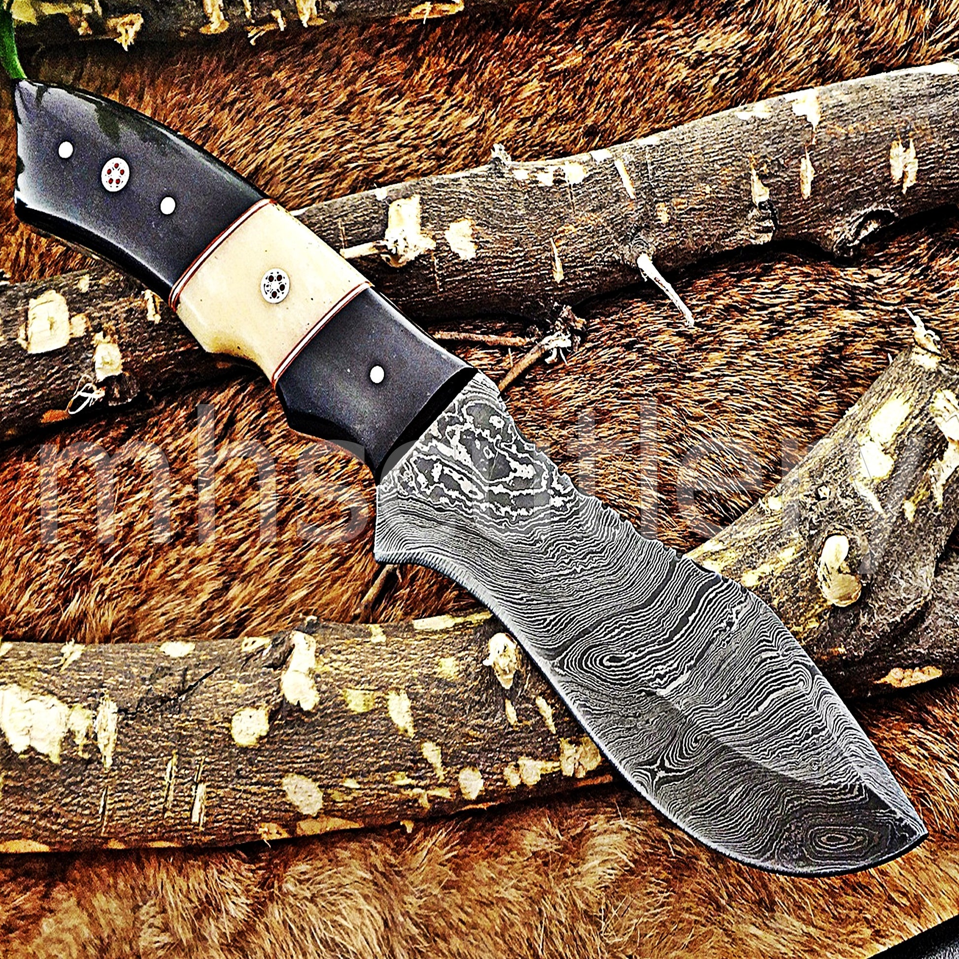 Custom Made Damascus Steel Tactical Hunter Skinning Knife | mhscutlery