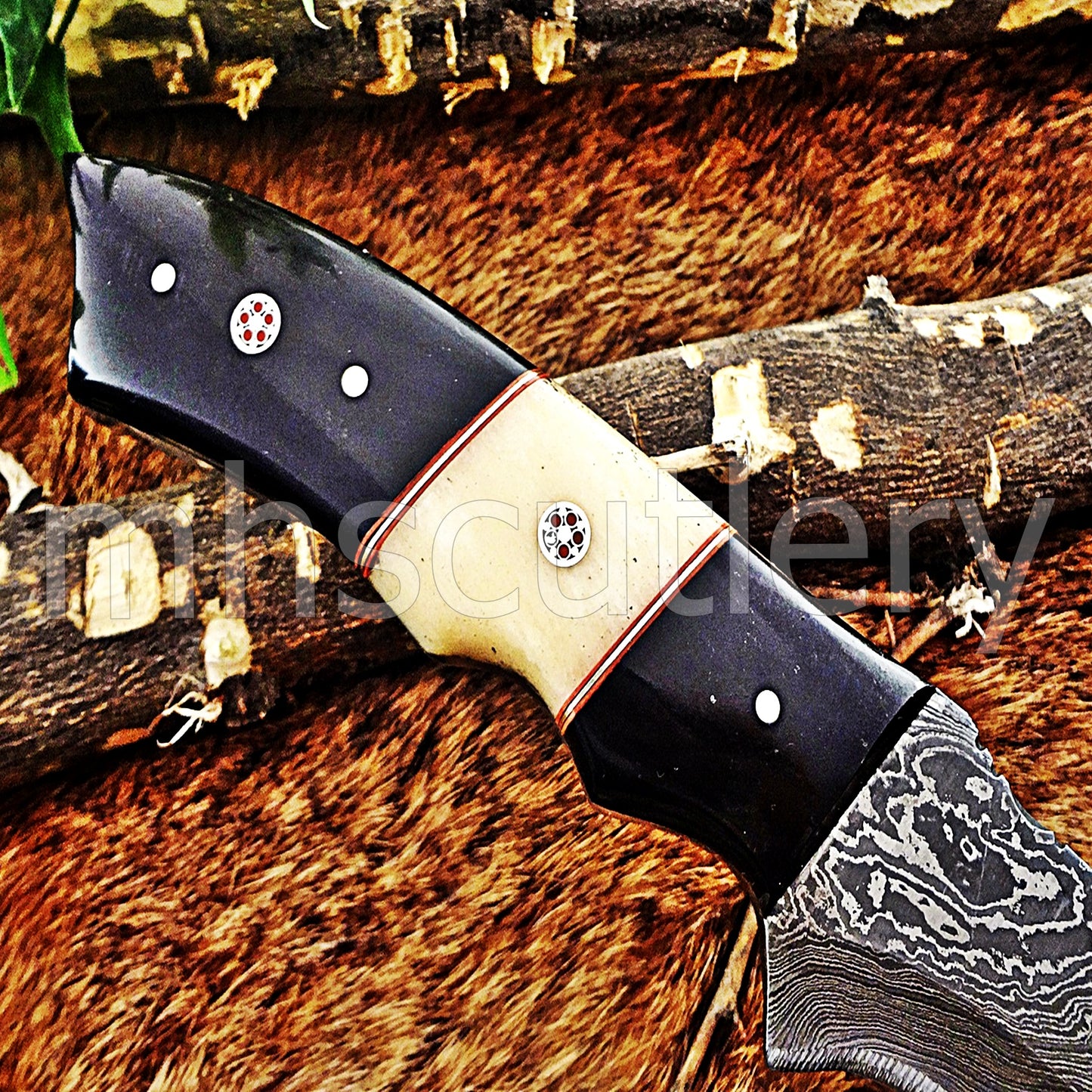 Custom Made Damascus Steel Tactical Hunter Skinning Knife | mhscutlery
