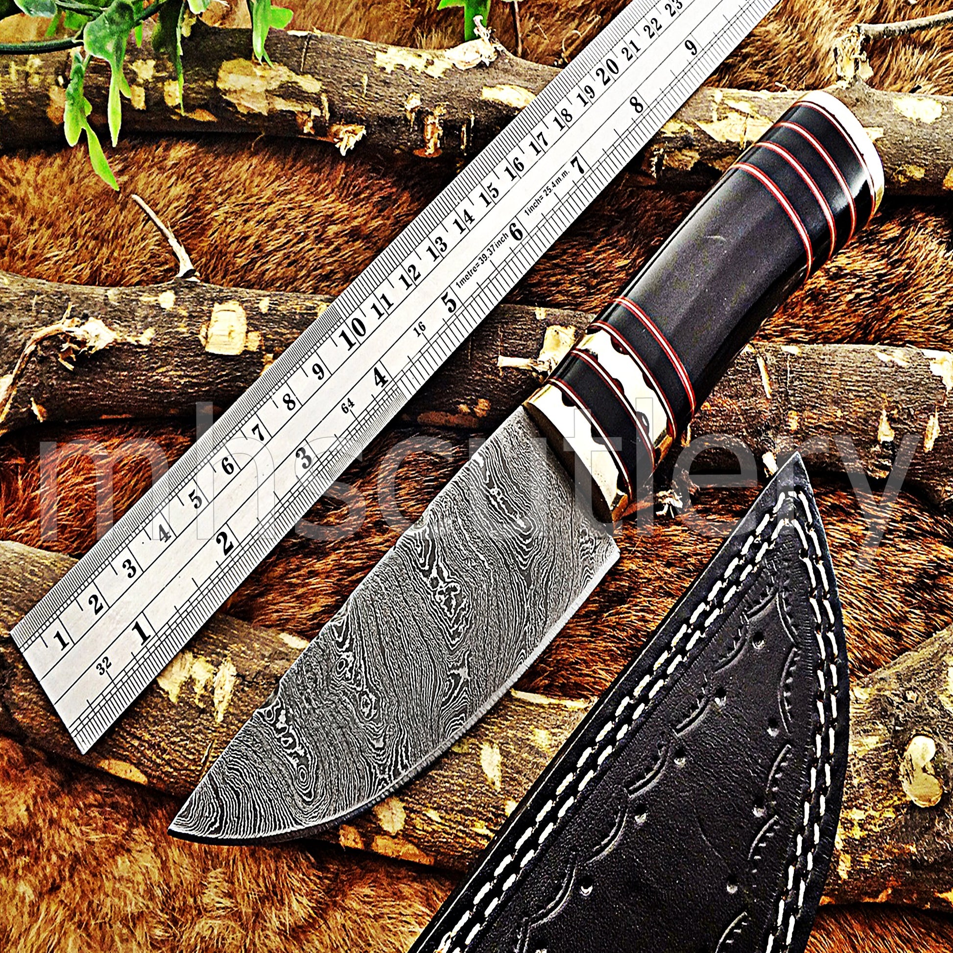 Hand Forged Damascus Steel Skinner Hunting Knife | mhscutlery