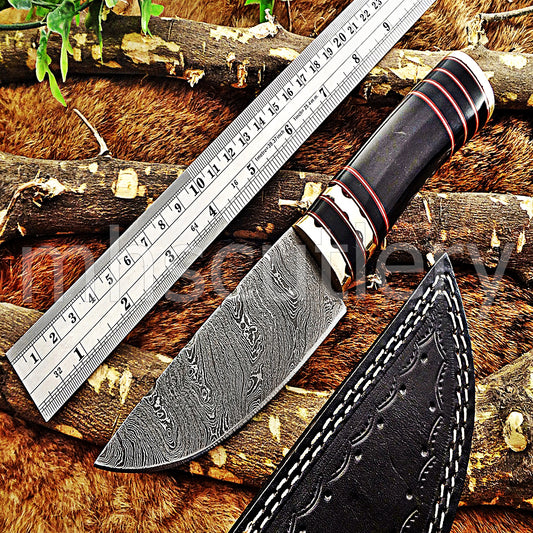 Hand Forged Damascus Steel Skinner Hunting Knife | mhscutlery