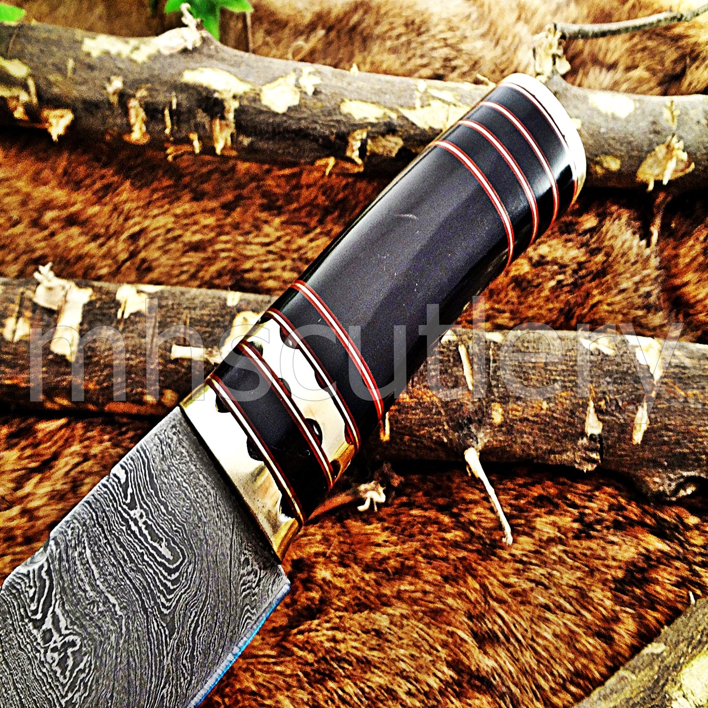 Hand Forged Damascus Steel Skinner Hunting Knife | mhscutlery