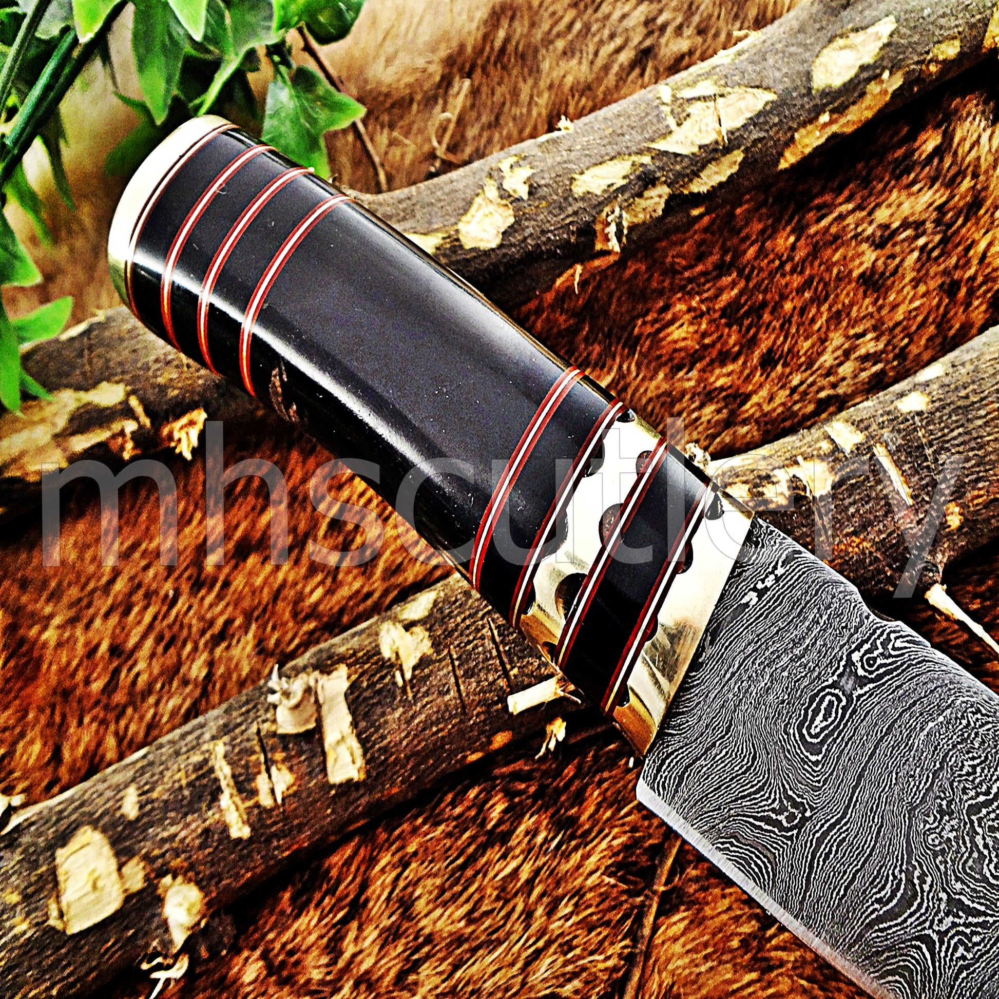 Hand Forged Damascus Steel Skinner Hunting Knife | mhscutlery