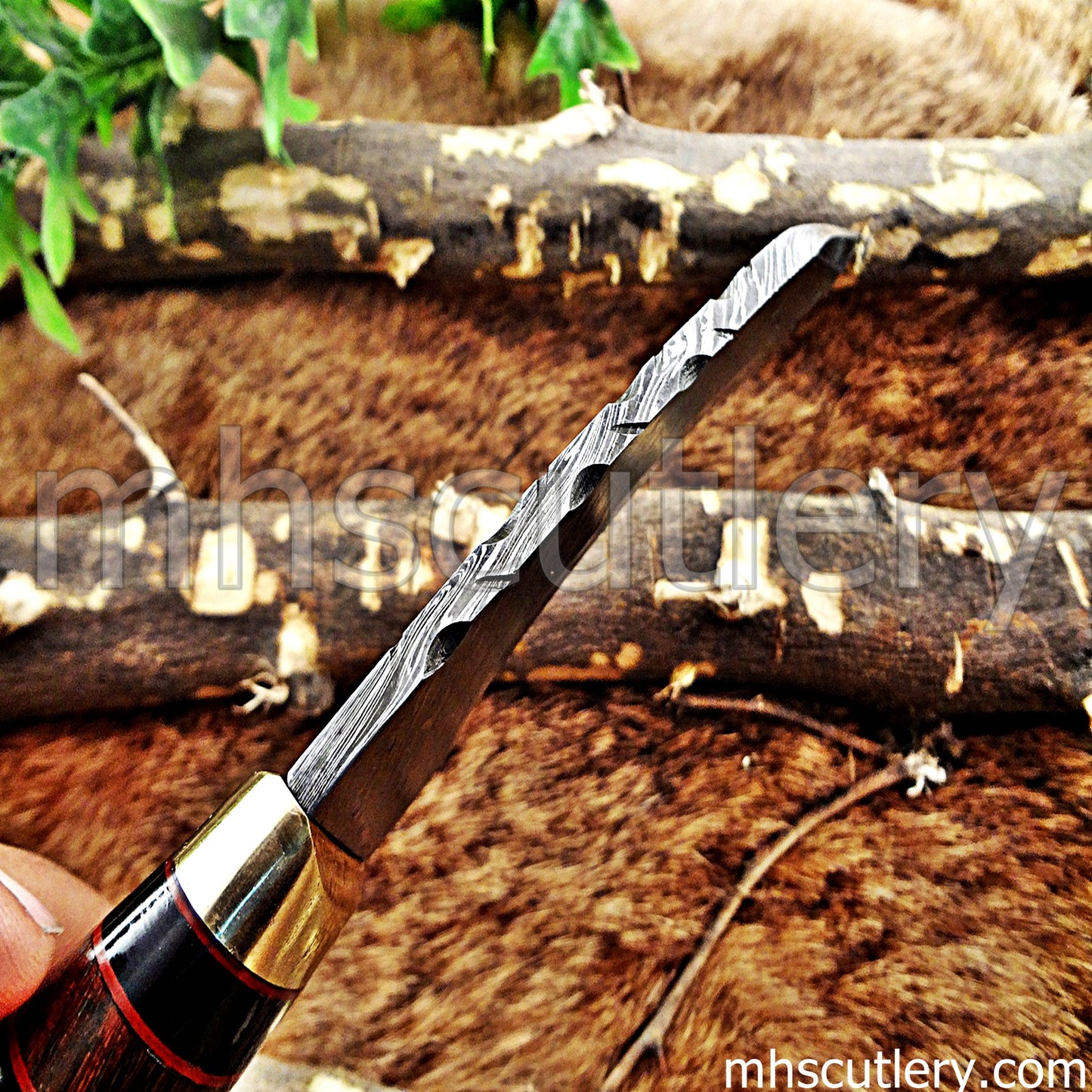 Handmade Damascus Steel Hunting Kukri Knife With Antler Handle | mhscutlery