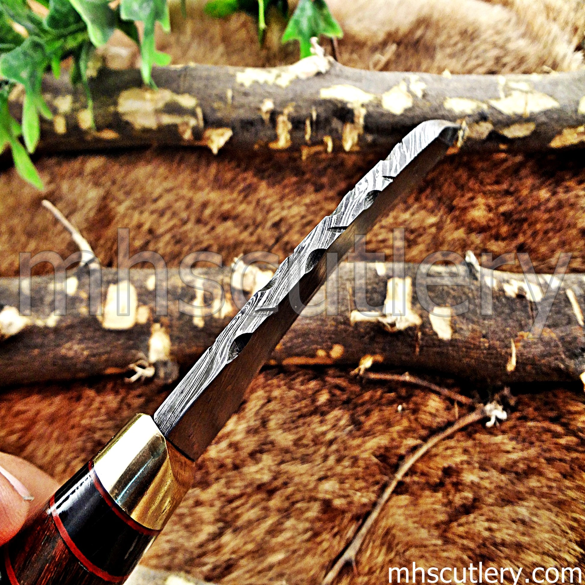 Handmade Damascus Steel Hunting Kukri Knife With Antler Handle | mhscutlery
