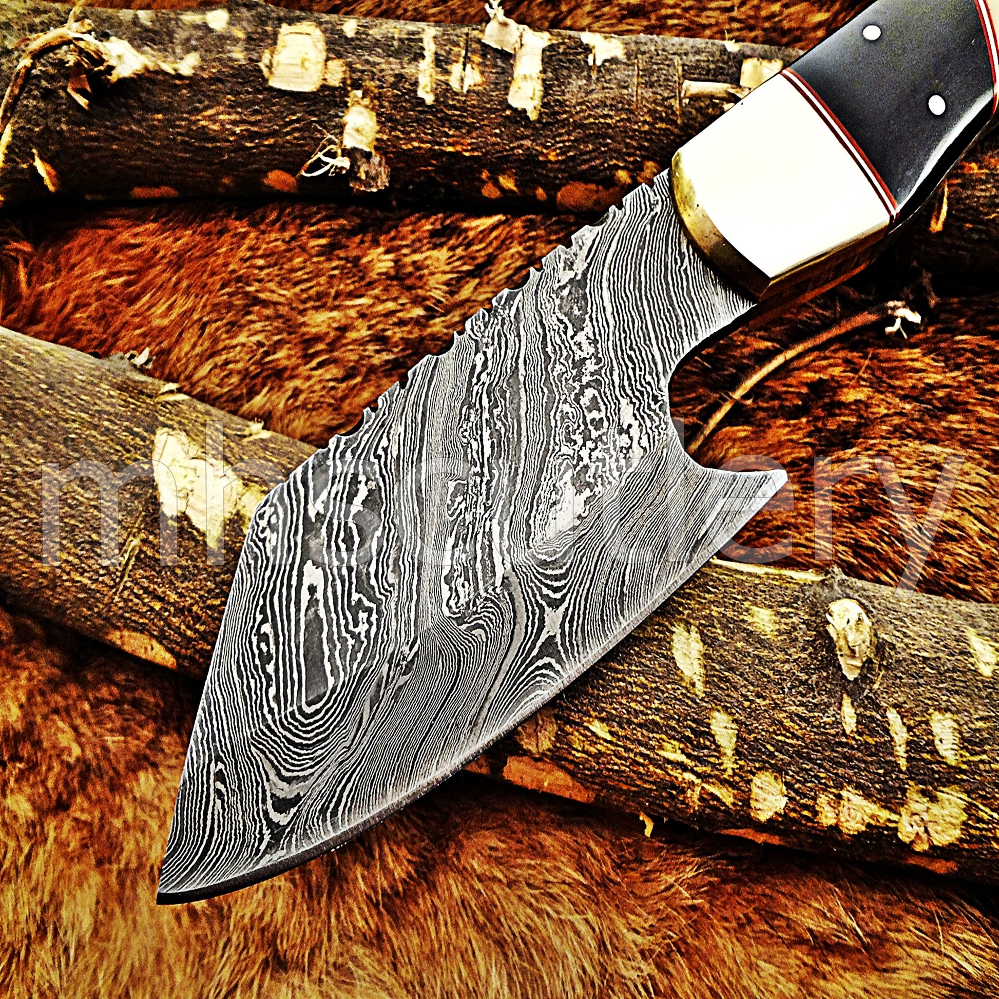 Handmade Damascus Steel Sheepsfoot Hunting Skinner Knife With Natural handle | mhscutlery