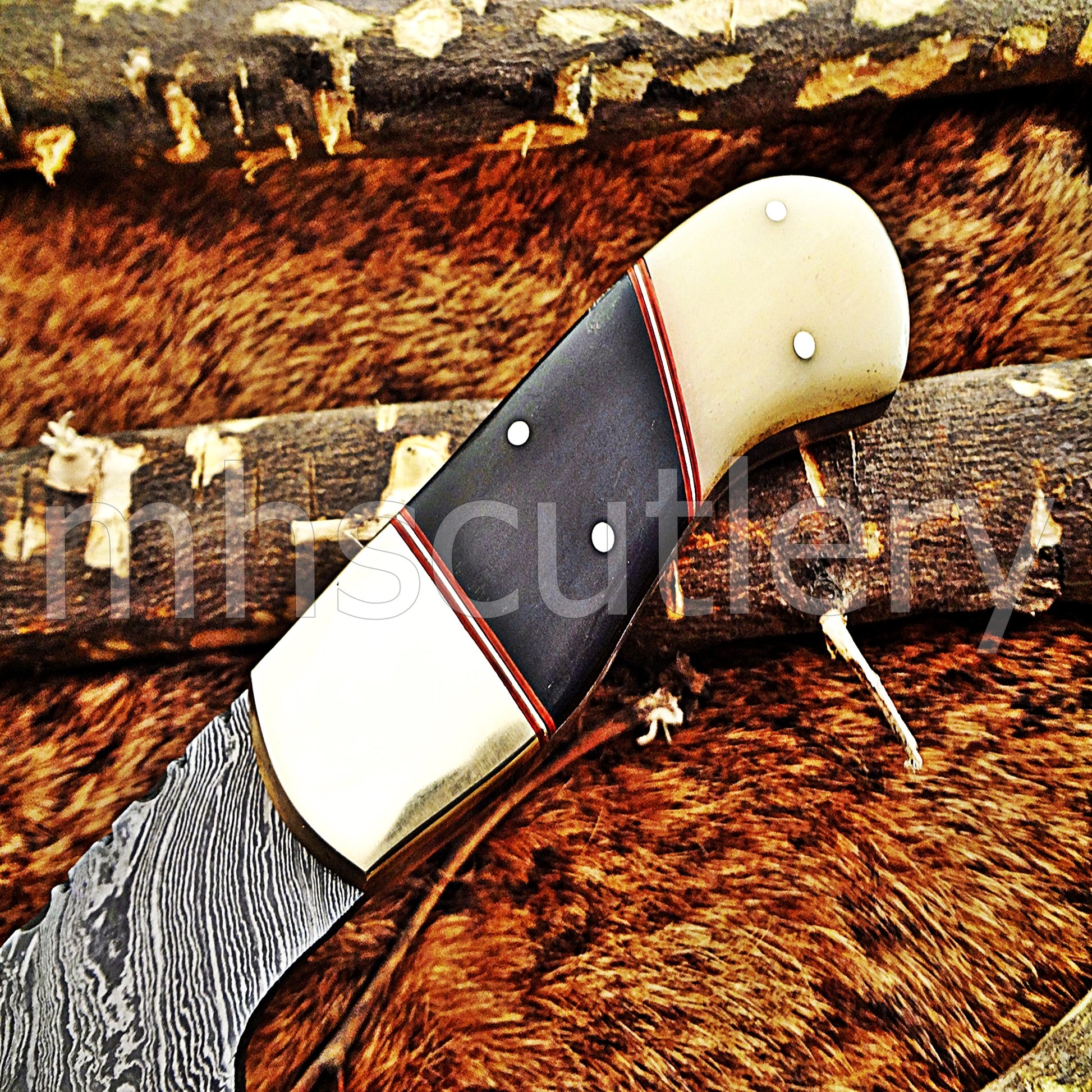 Damascus Steel Mini EDC Cleaver Knife | mhscutlery